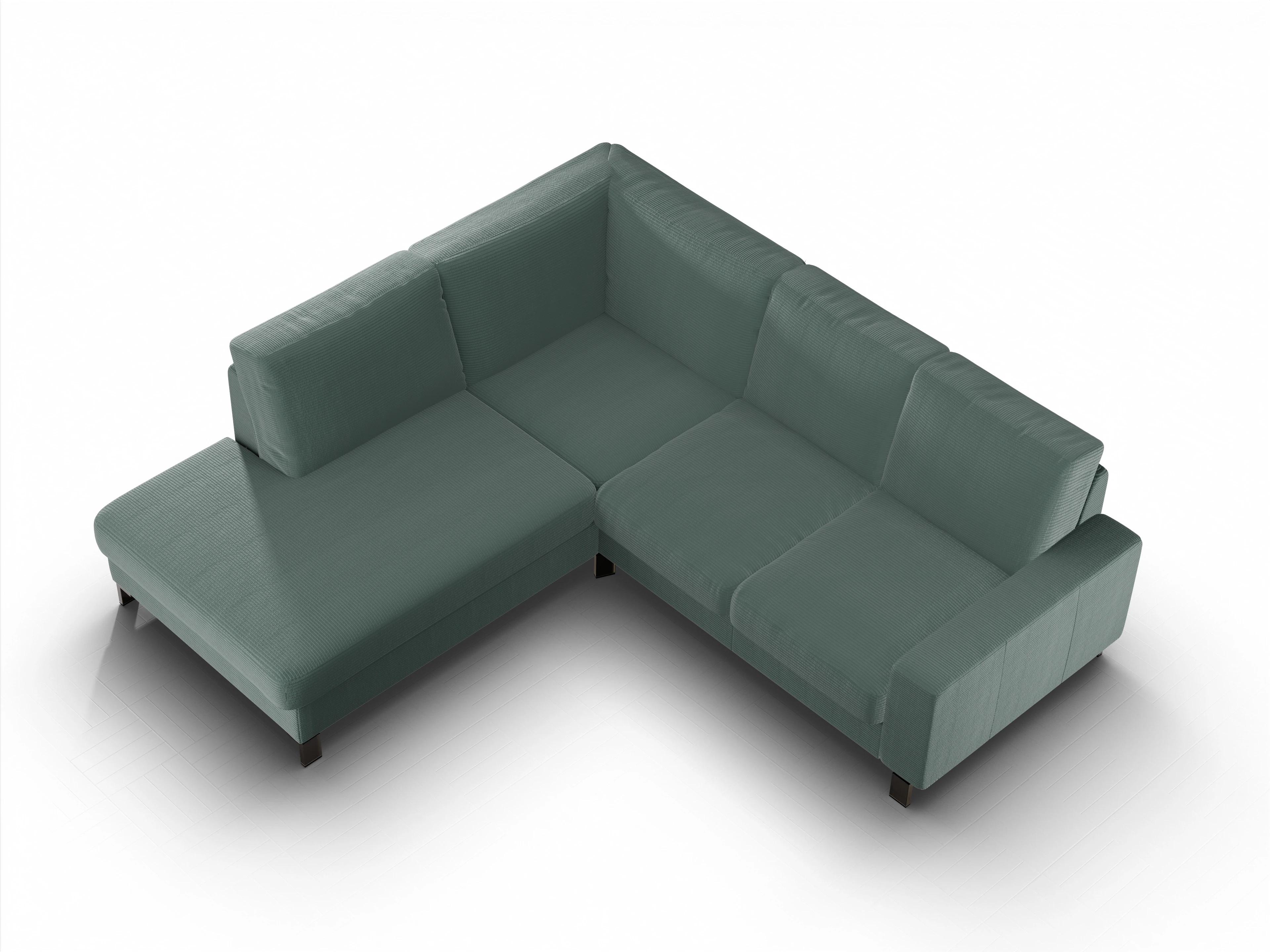 Ansicht des Produktes Casco 2.0 Ecksofa links Abschluss offen in Stoff Grün