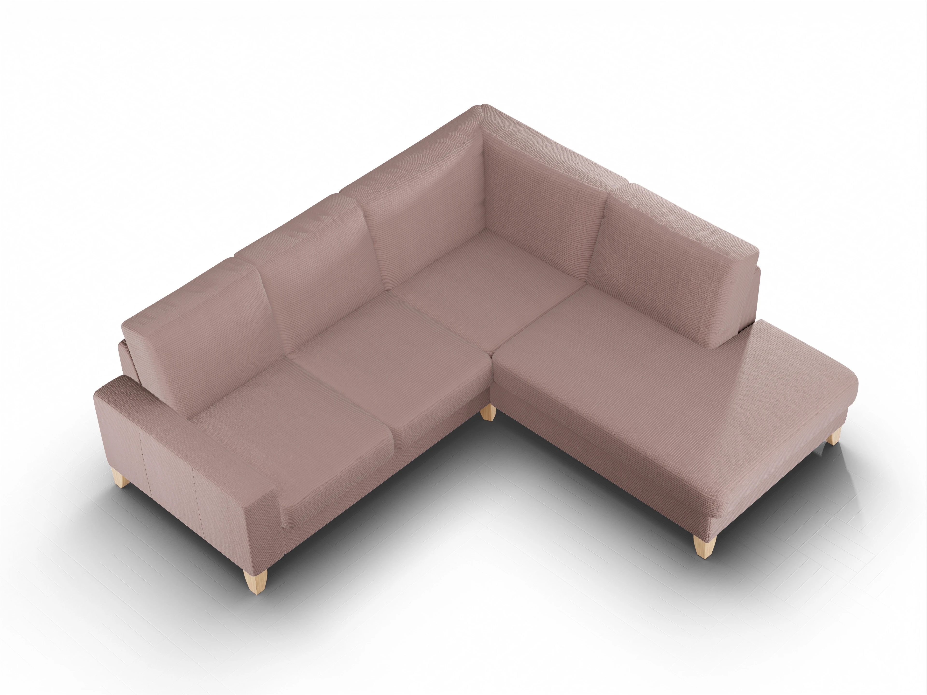 Ansicht des Produktes Casco 2.0 Ecksofa rechts Abschluss offen in Stoff Rosa