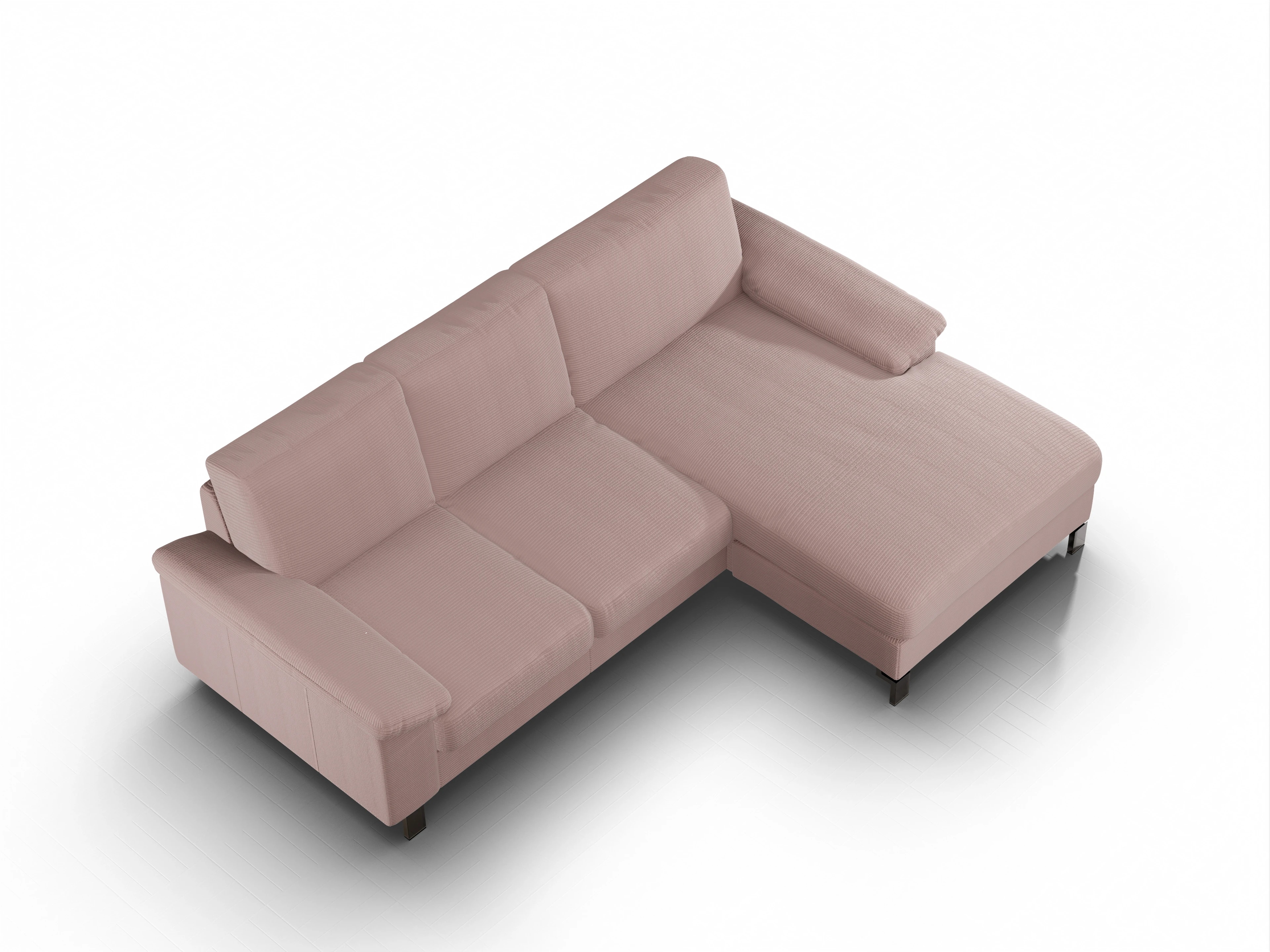 Ansicht des Produktes Casco 2.0 Ecksofa rechts Abschluss offen in Stoff Rosa