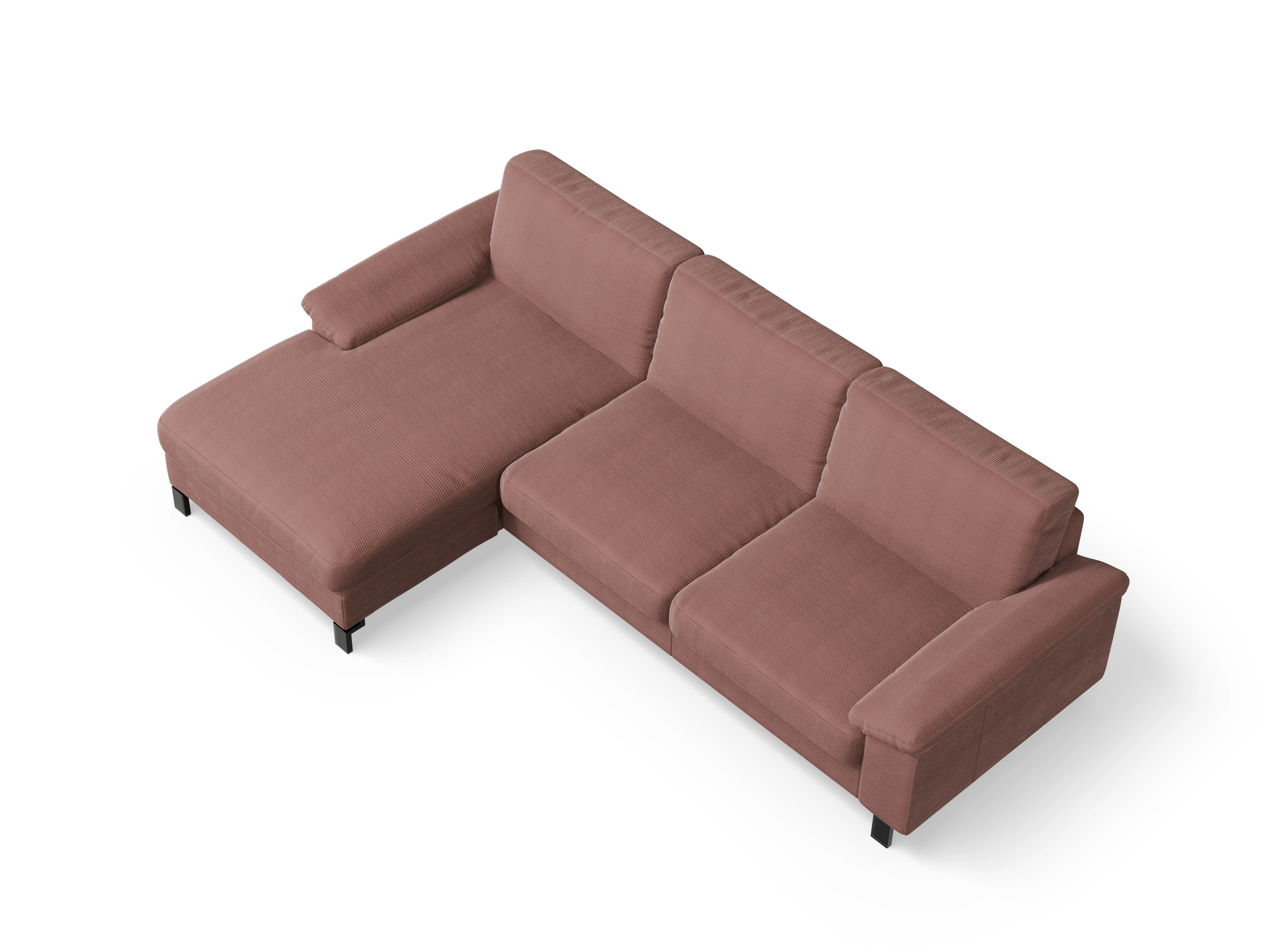 Ansicht des Produktes Casco 2.0 Ecksofa links Abschluss offen in Stoff Rosa