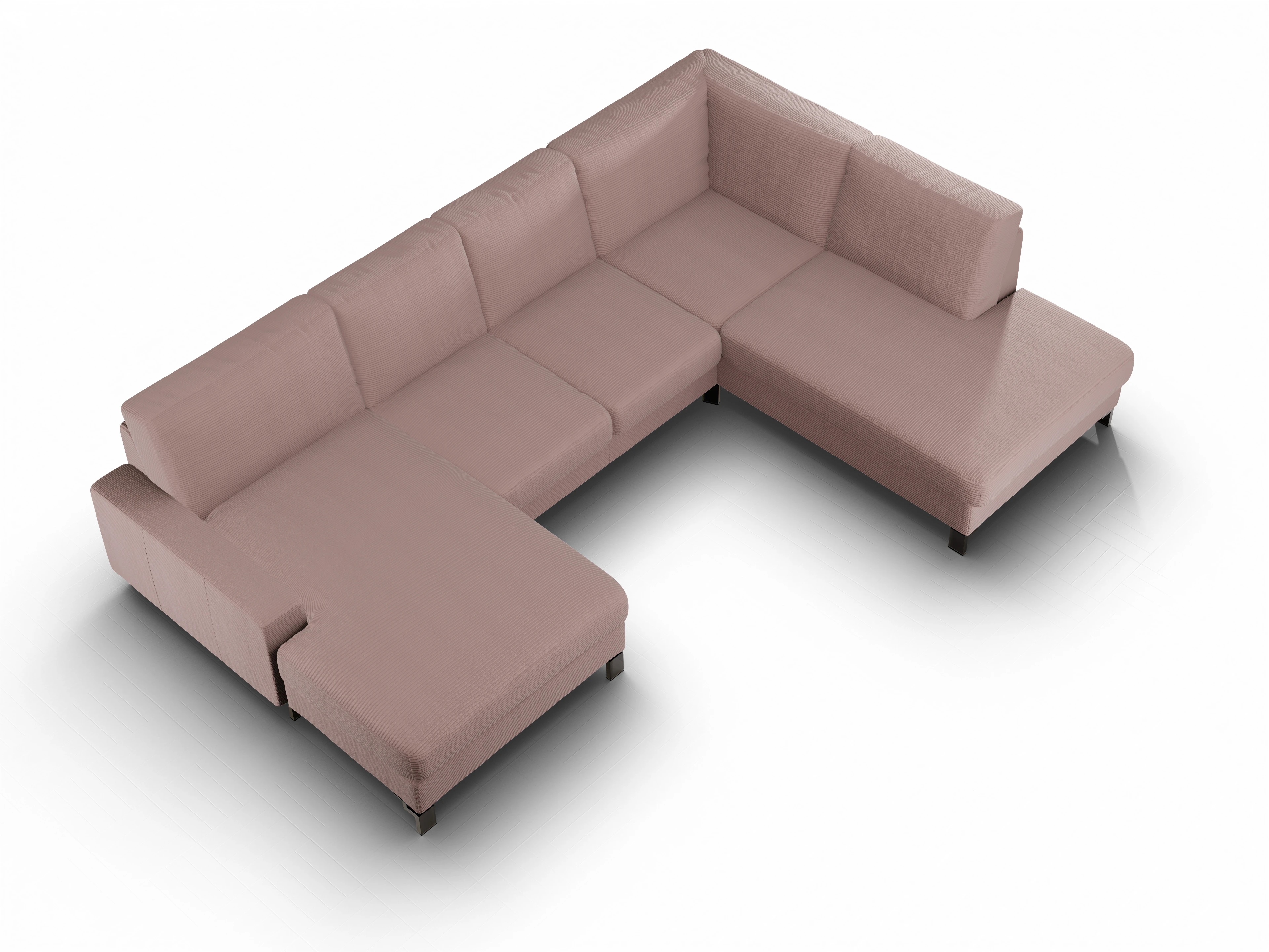 Ansicht des Produktes Casco 2.0 Wohnlandschaft offen beidseitig in Stoff Rosa