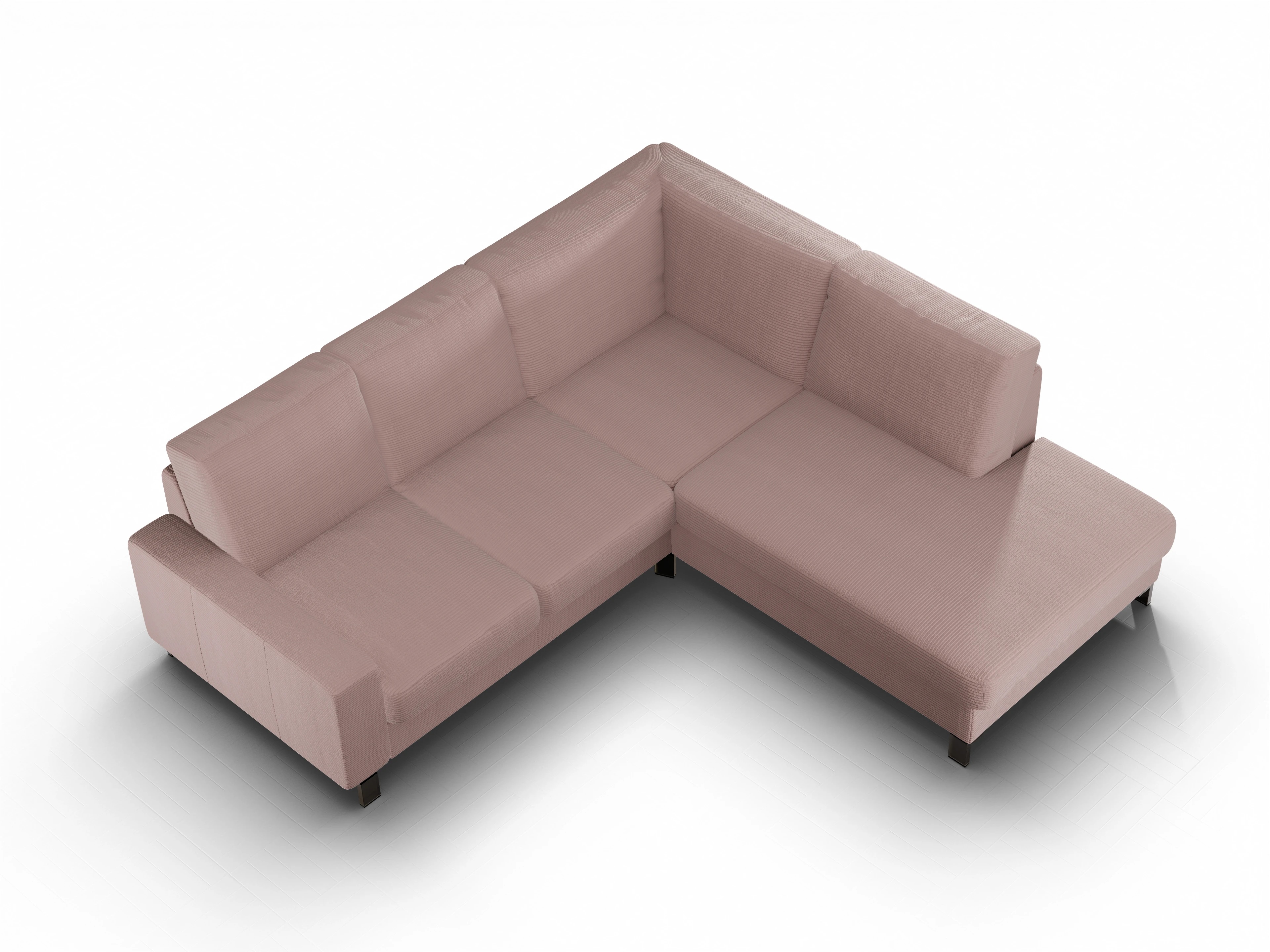 Ansicht des Produktes Casco 2.0 Ecksofa rechts Abschluss offen in Stoff Rosa