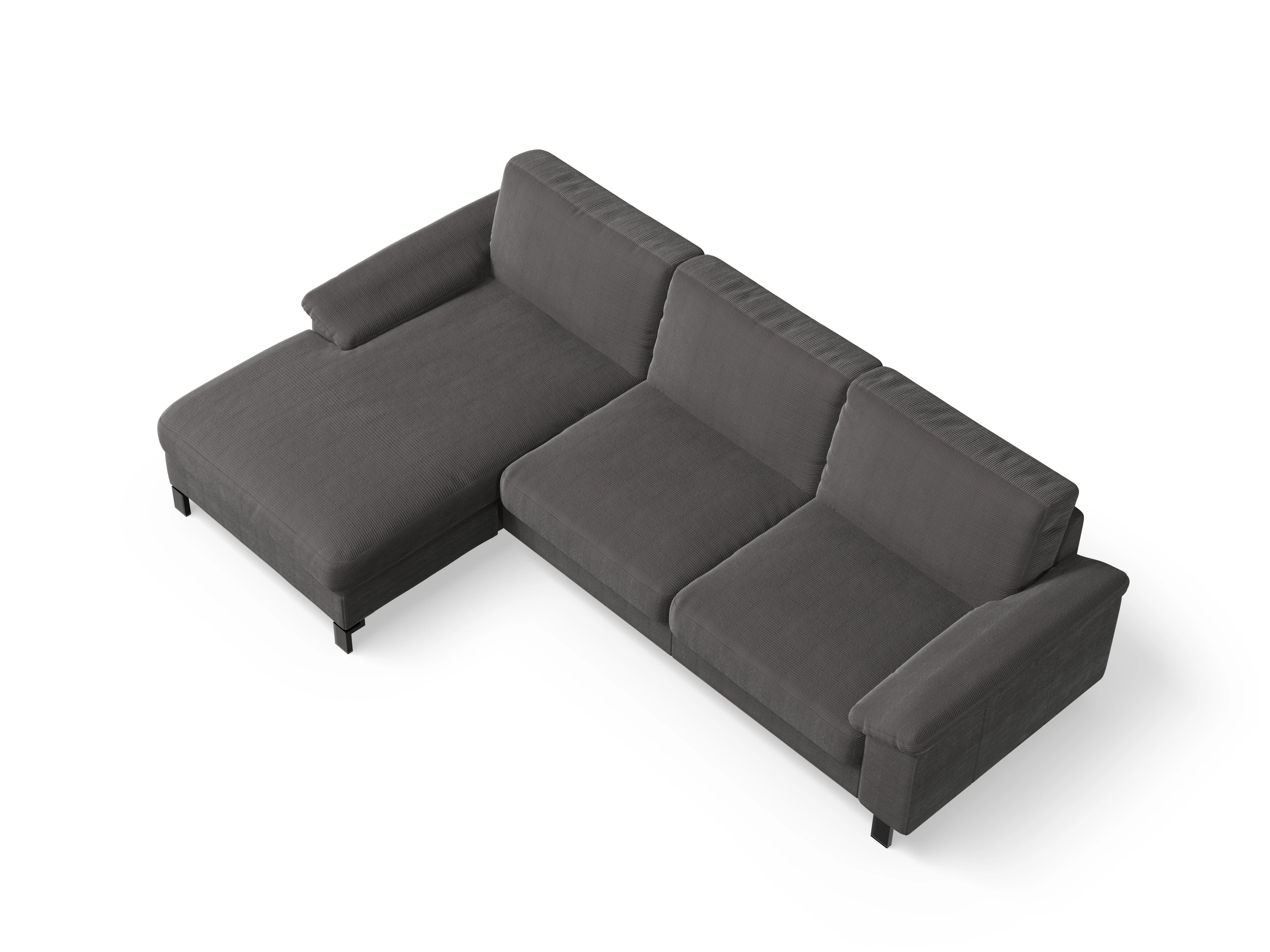 Ansicht des Produktes Casco 2.0 Ecksofa links Abschluss offen in Stoff Grau