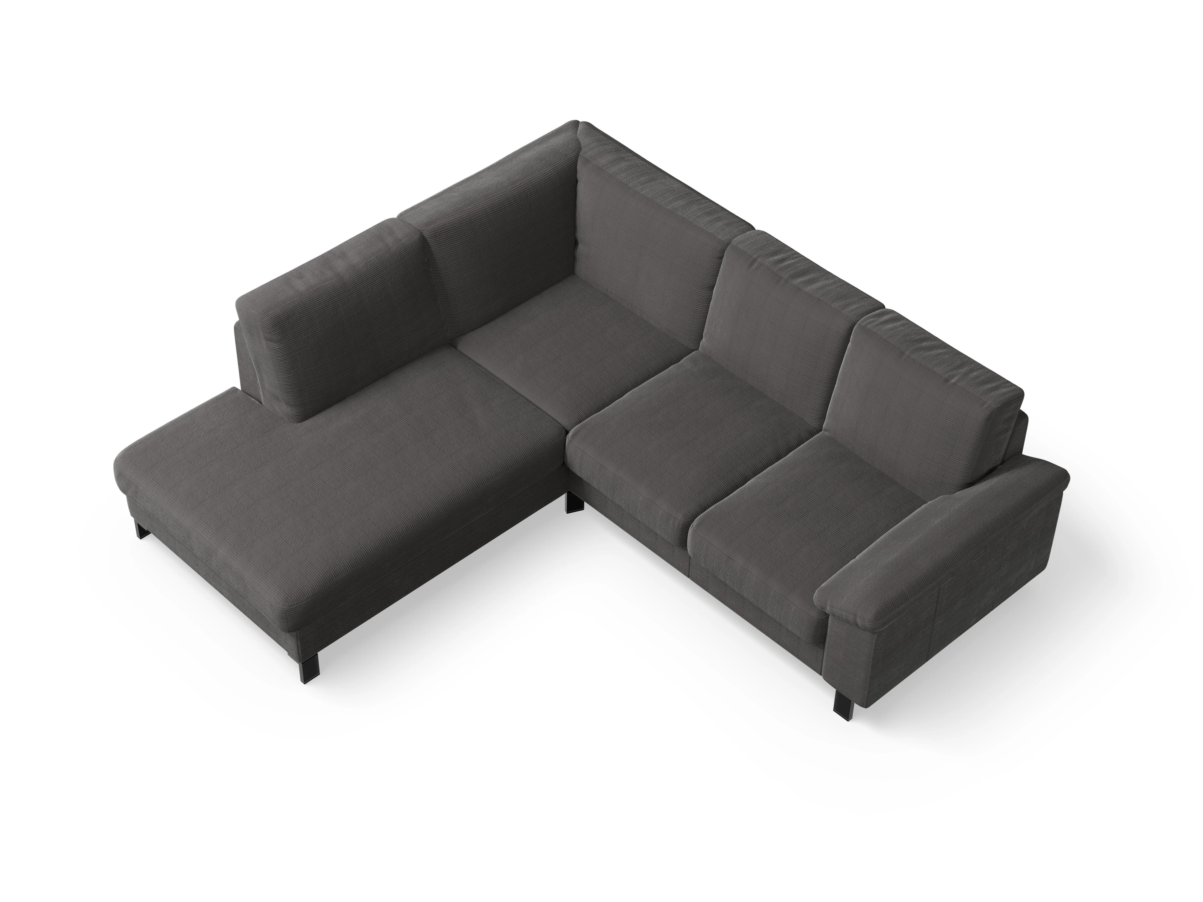 Ansicht des Produktes Casco 2.0 Ecksofa links Abschluss offen in Stoff Grau