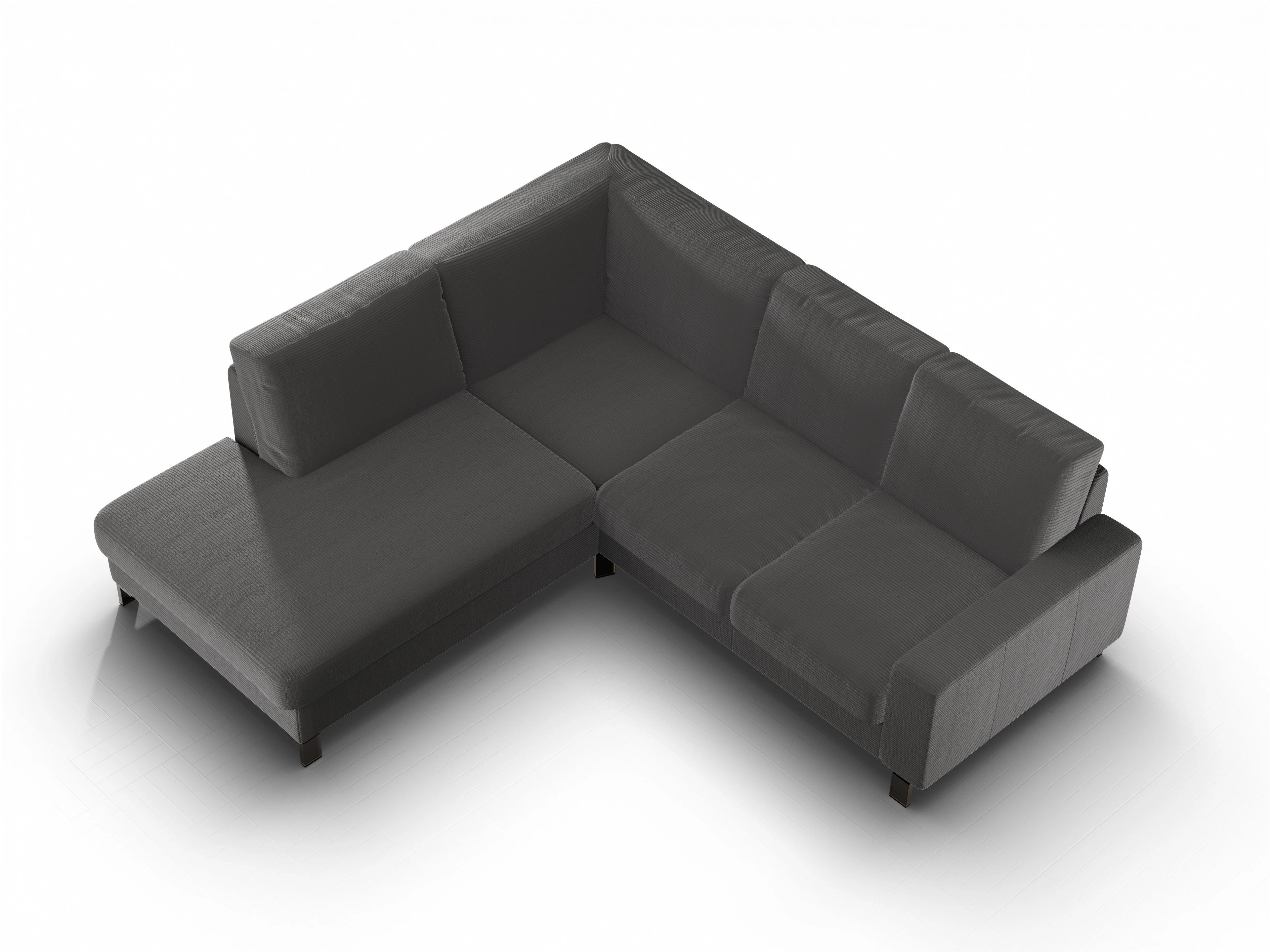 Ansicht des Produktes Casco 2.0 Ecksofa links Abschluss offen in Stoff Grau