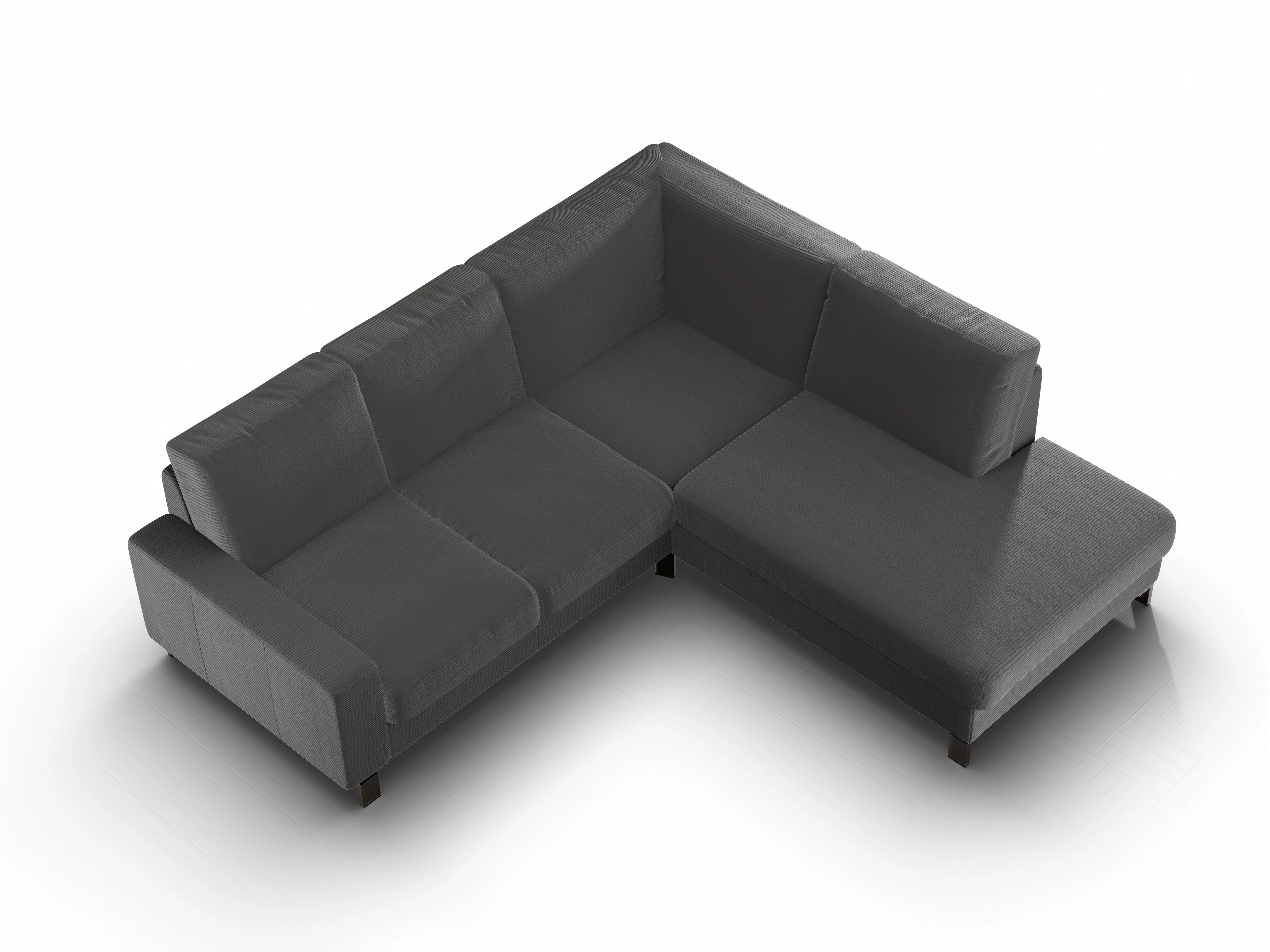 Ansicht des Produktes Casco 2.0 Ecksofa rechts Abschluss offen in Stoff Grau