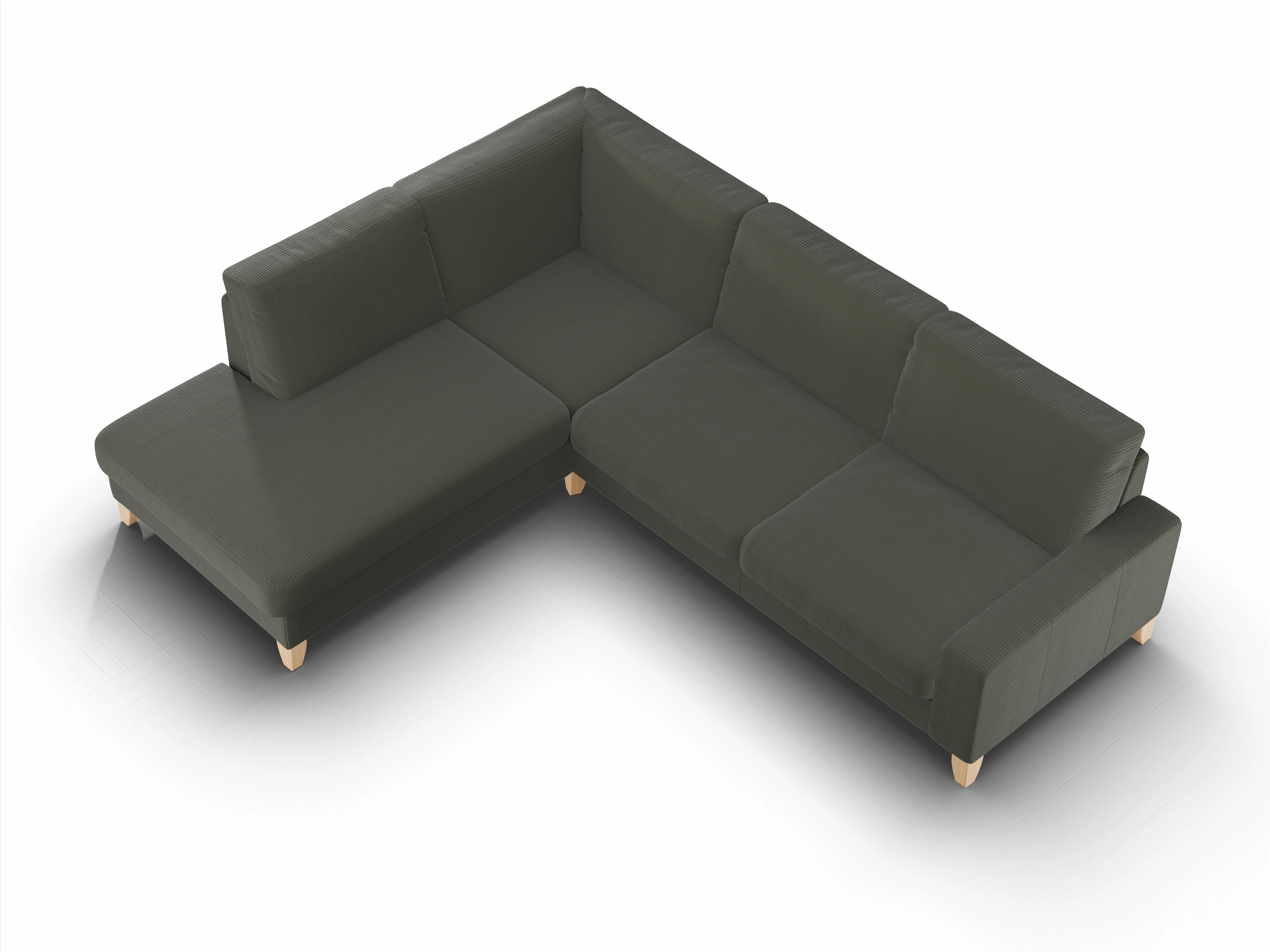 Ansicht des Produktes Casco 2.0 Ecksofa links Abschluss offen in Stoff Grün