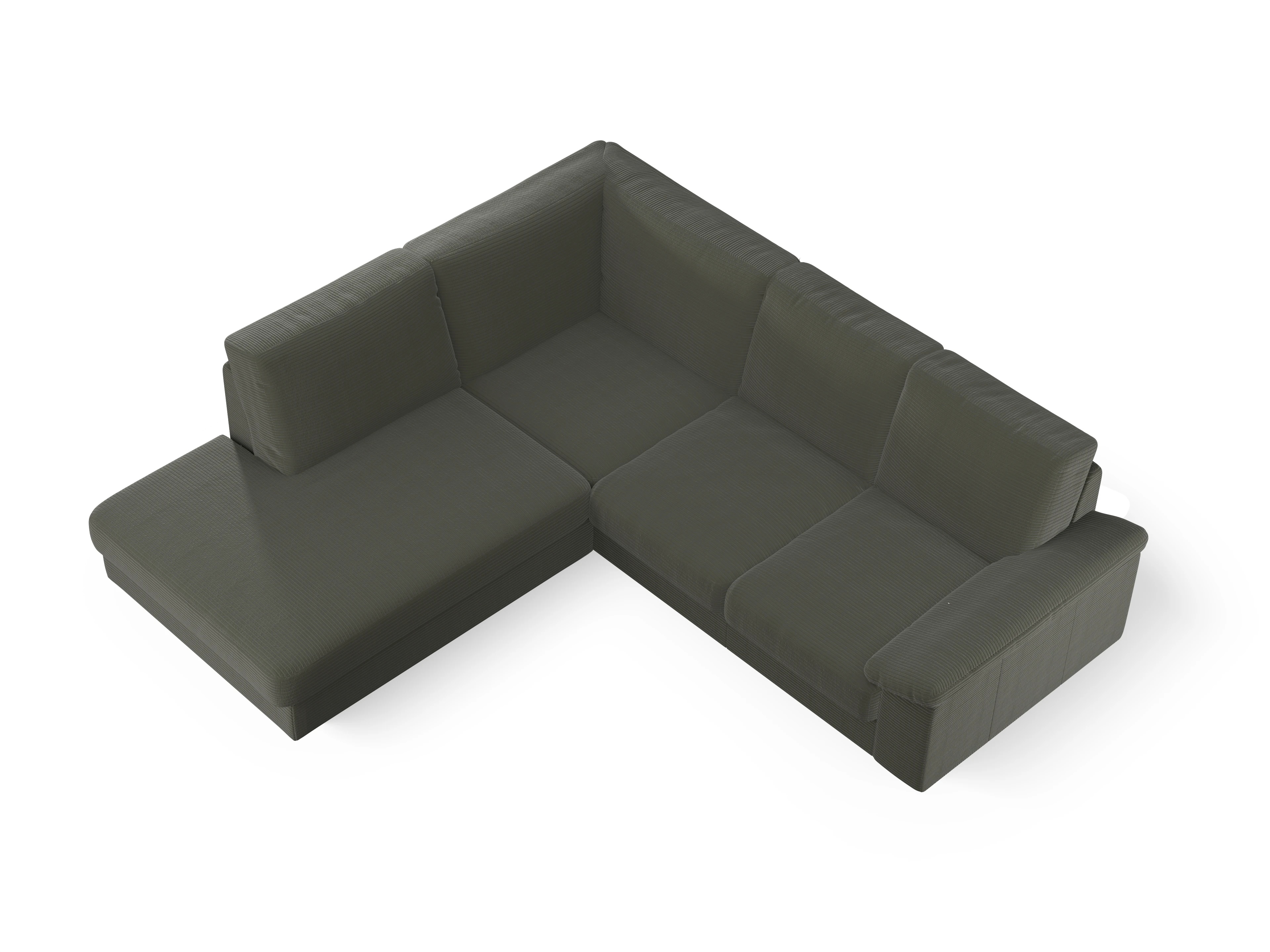Ansicht des Produktes Casco 2.0 Ecksofa links Abschluss offen in Stoff Grün