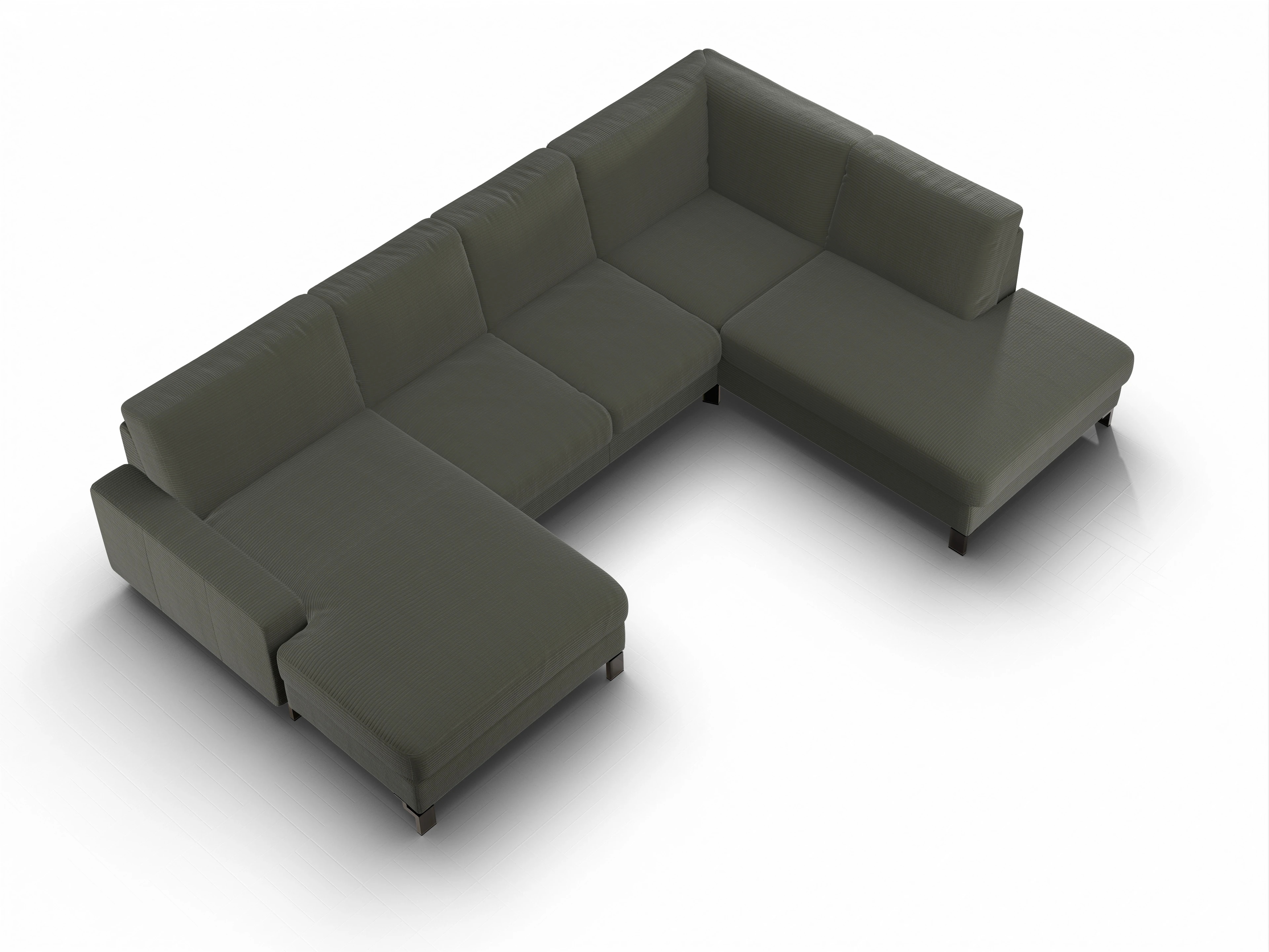 Ansicht des Produktes Casco 2.0 Wohnlandschaft offen beidseitig in Stoff Grün