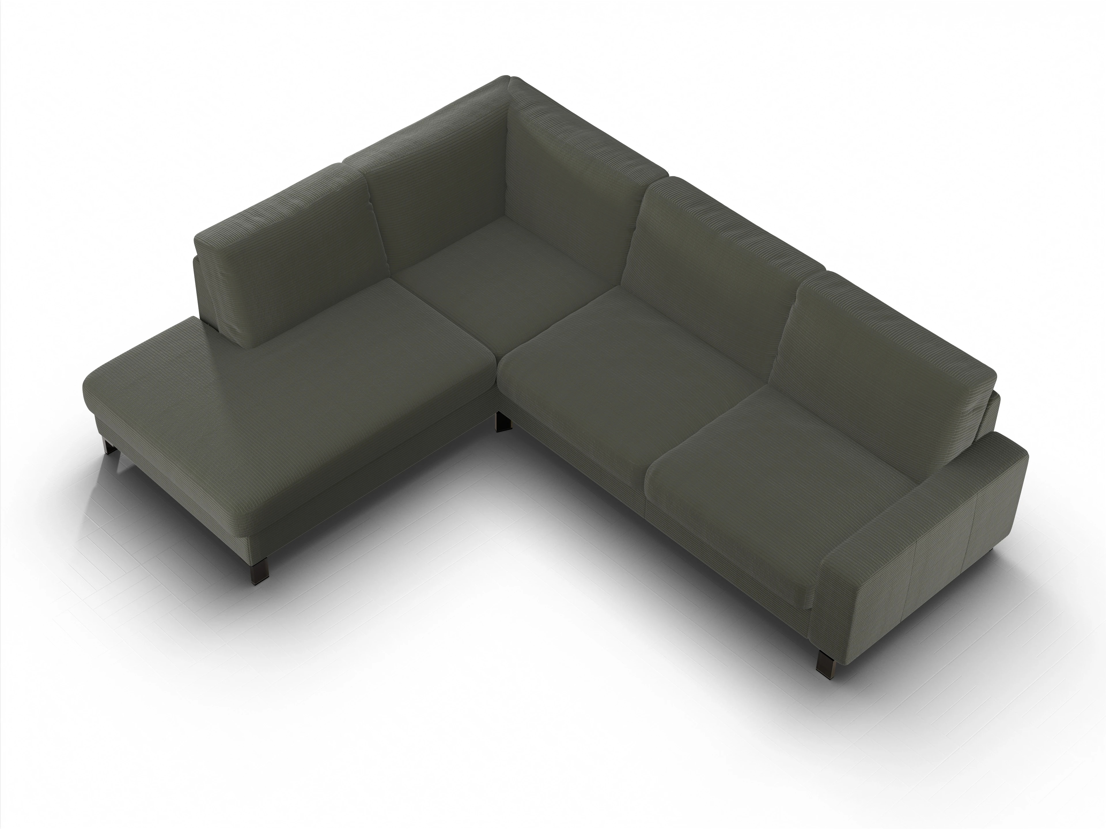 Ansicht des Produktes Casco 2.0 Ecksofa links Abschluss offen in Stoff Grün