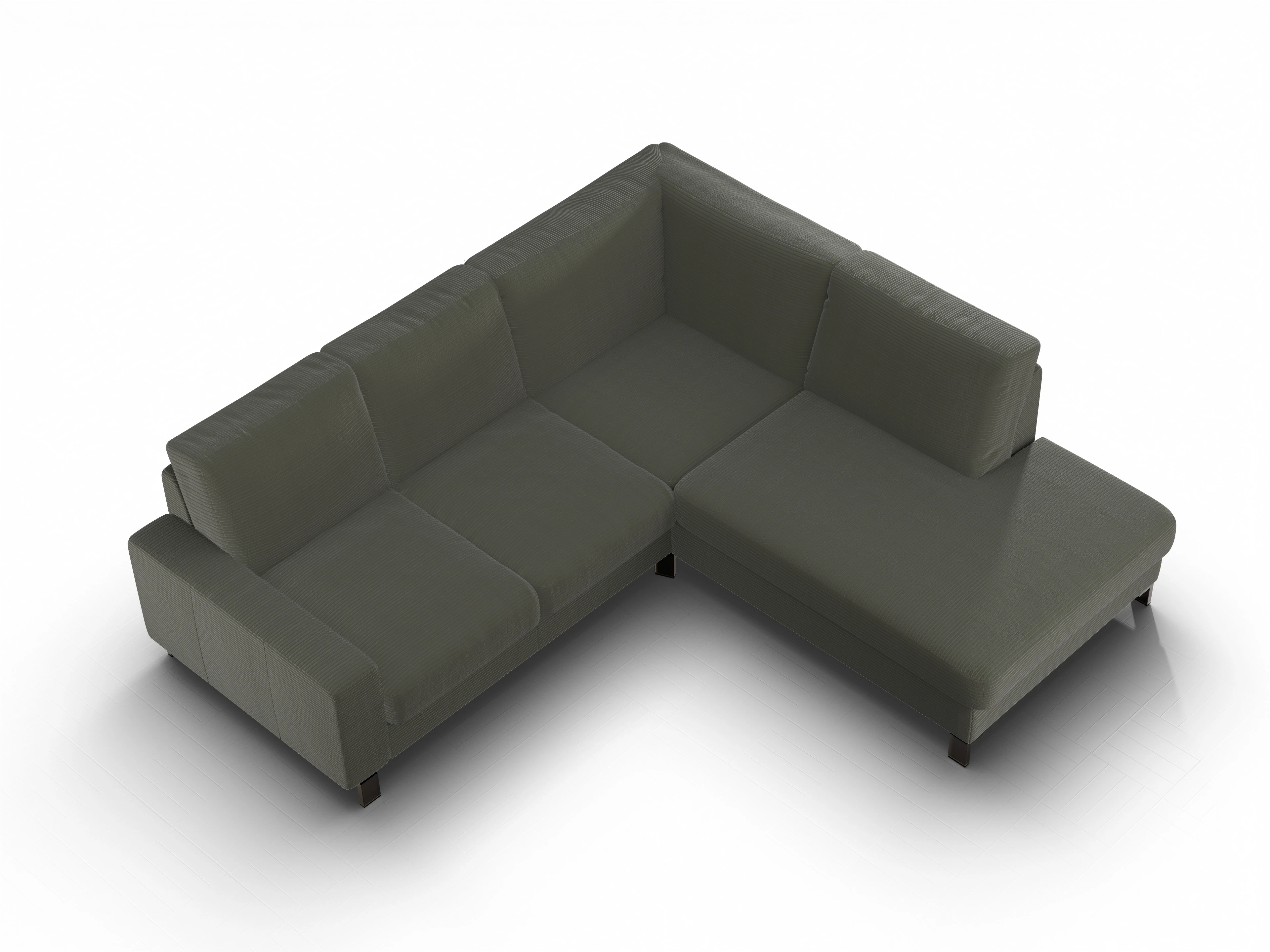 Ansicht des Produktes Casco 2.0 Ecksofa rechts Abschluss offen in Stoff Grün