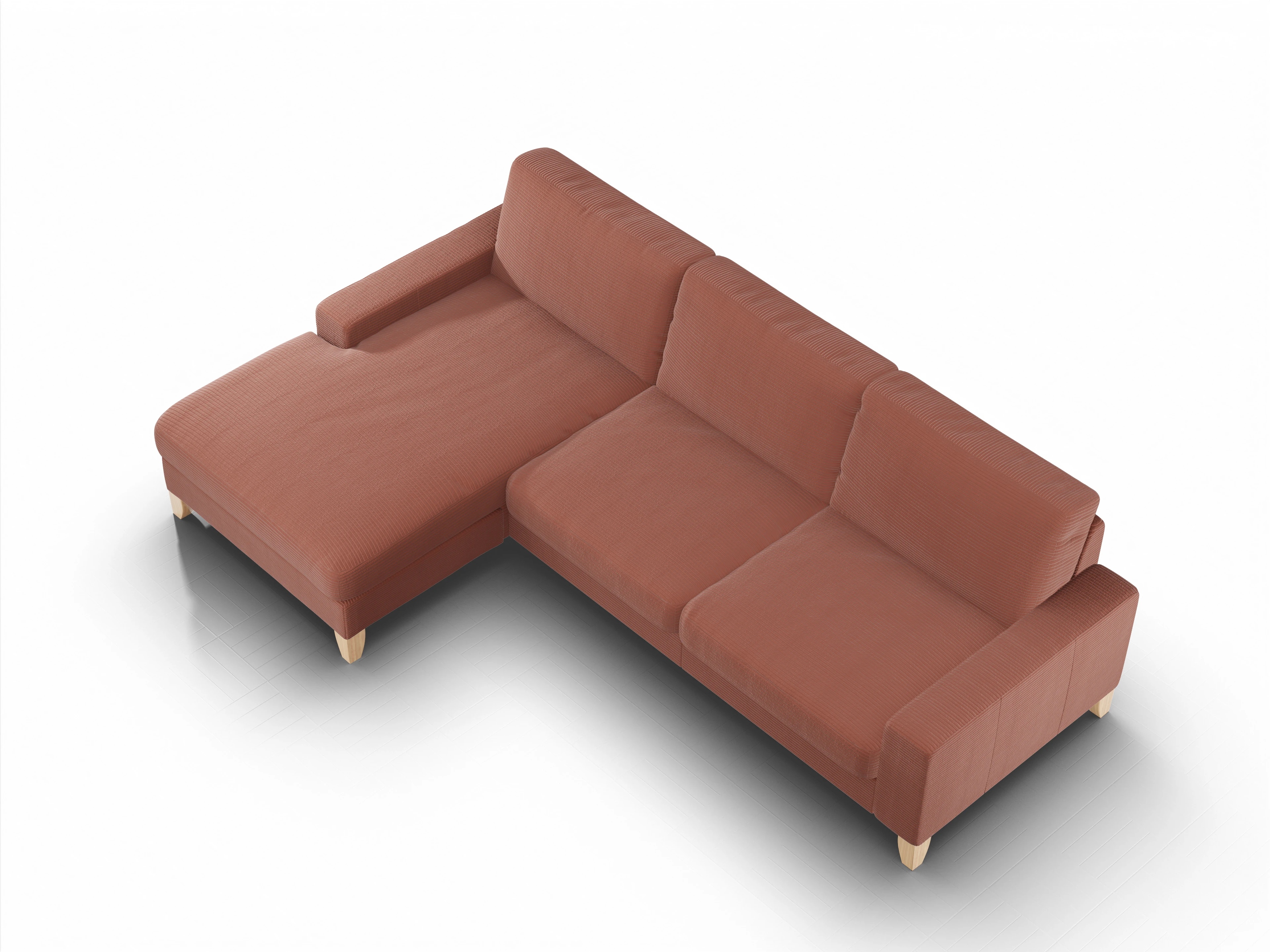 Ansicht des Produktes Casco 2.0 Ecksofa links Abschluss offen in Stoff Braun