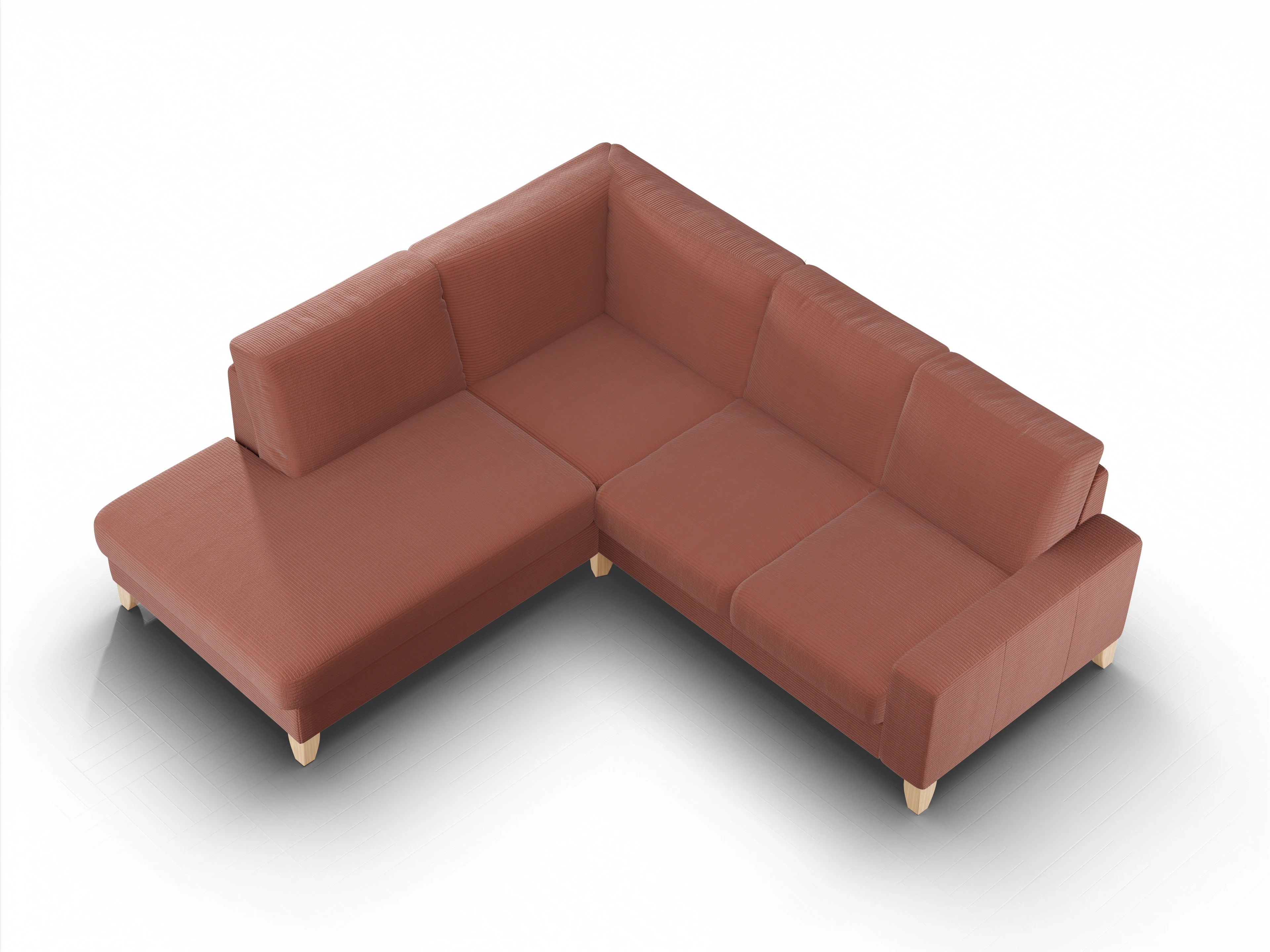 Ansicht des Produktes Casco 2.0 Ecksofa links Abschluss offen in Stoff Braun