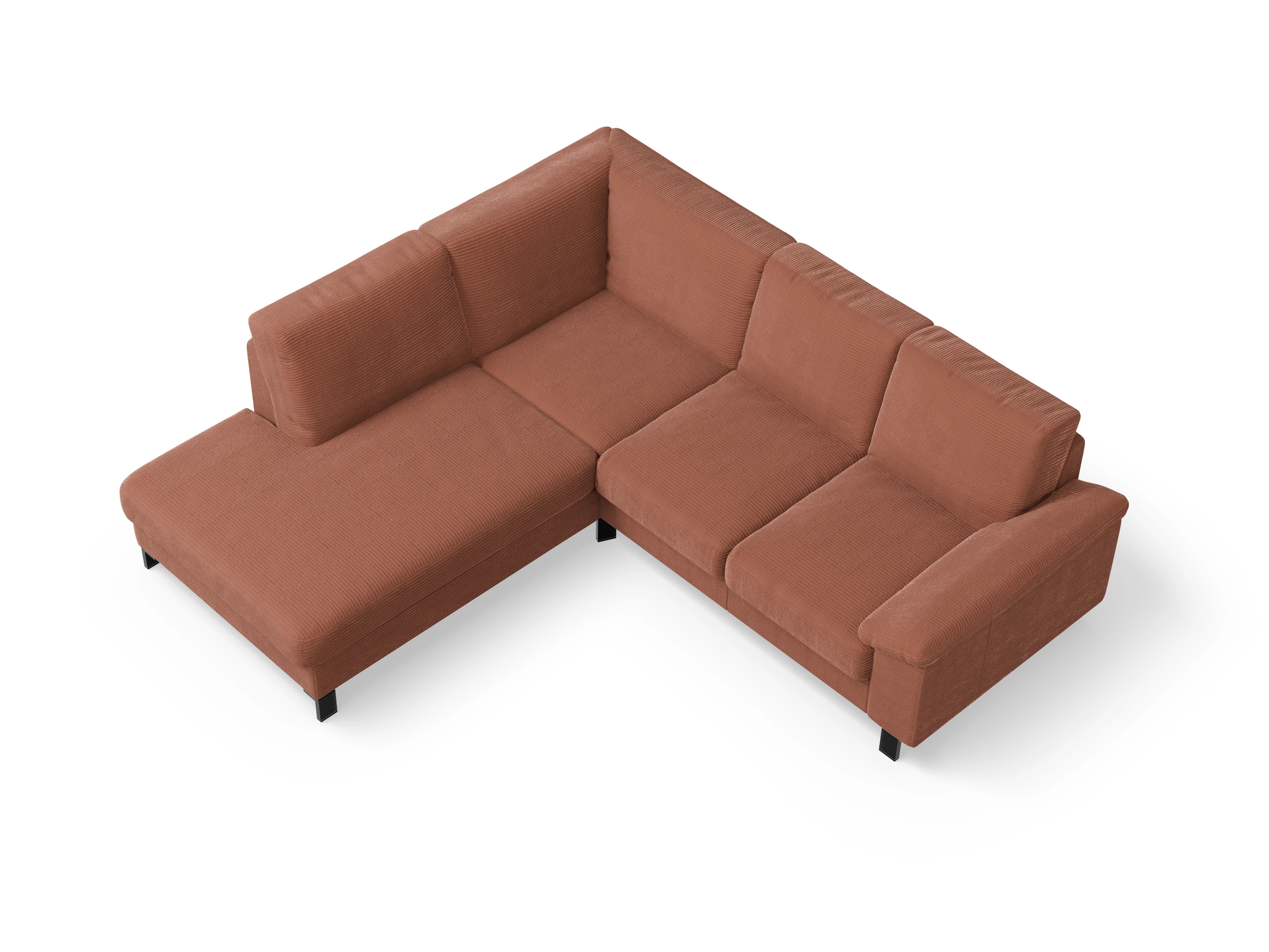 Casco Ecksofa UM Small L Ansicht des Produktes Casco 2.0 Ecksofa links Abschluss offen in Stoff Braun