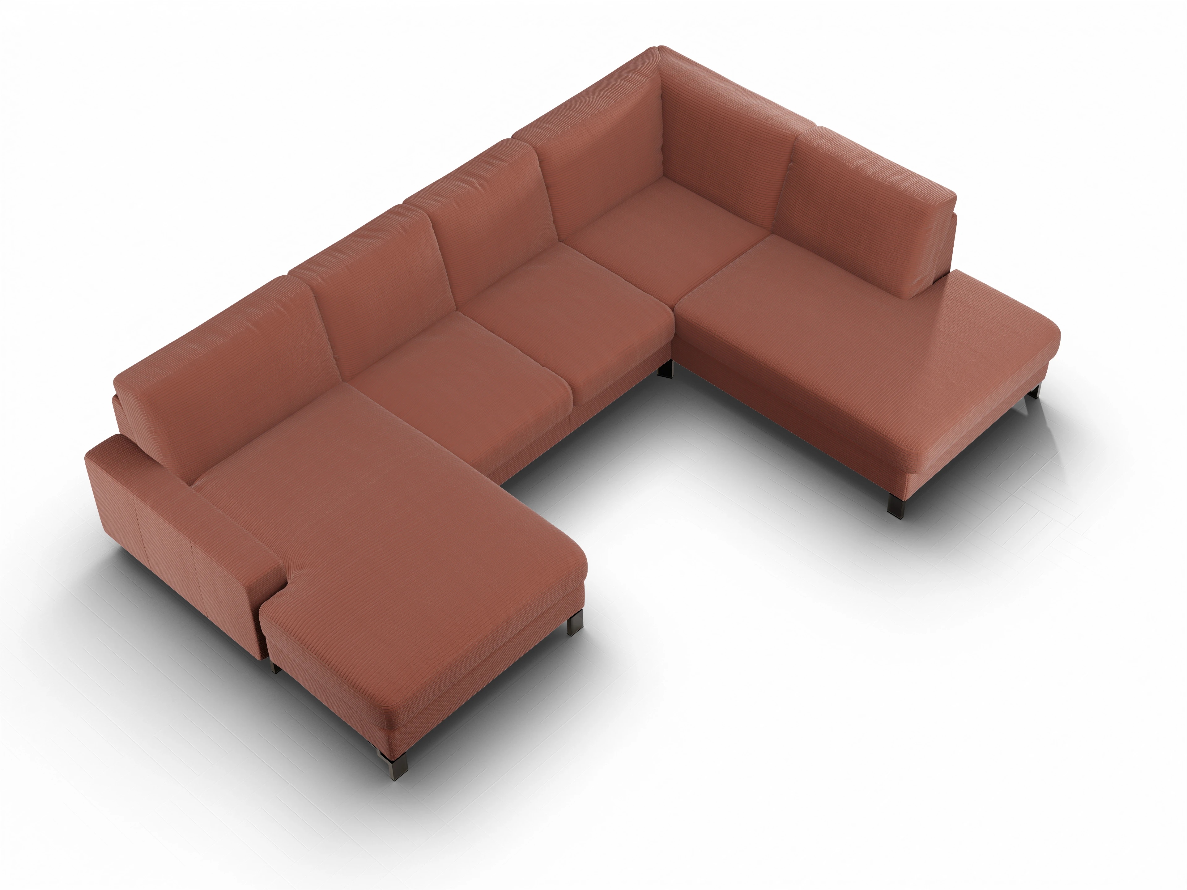 Ansicht des Produktes Casco 2.0 Wohnlandschaft offen beidseitig in Stoff Braun