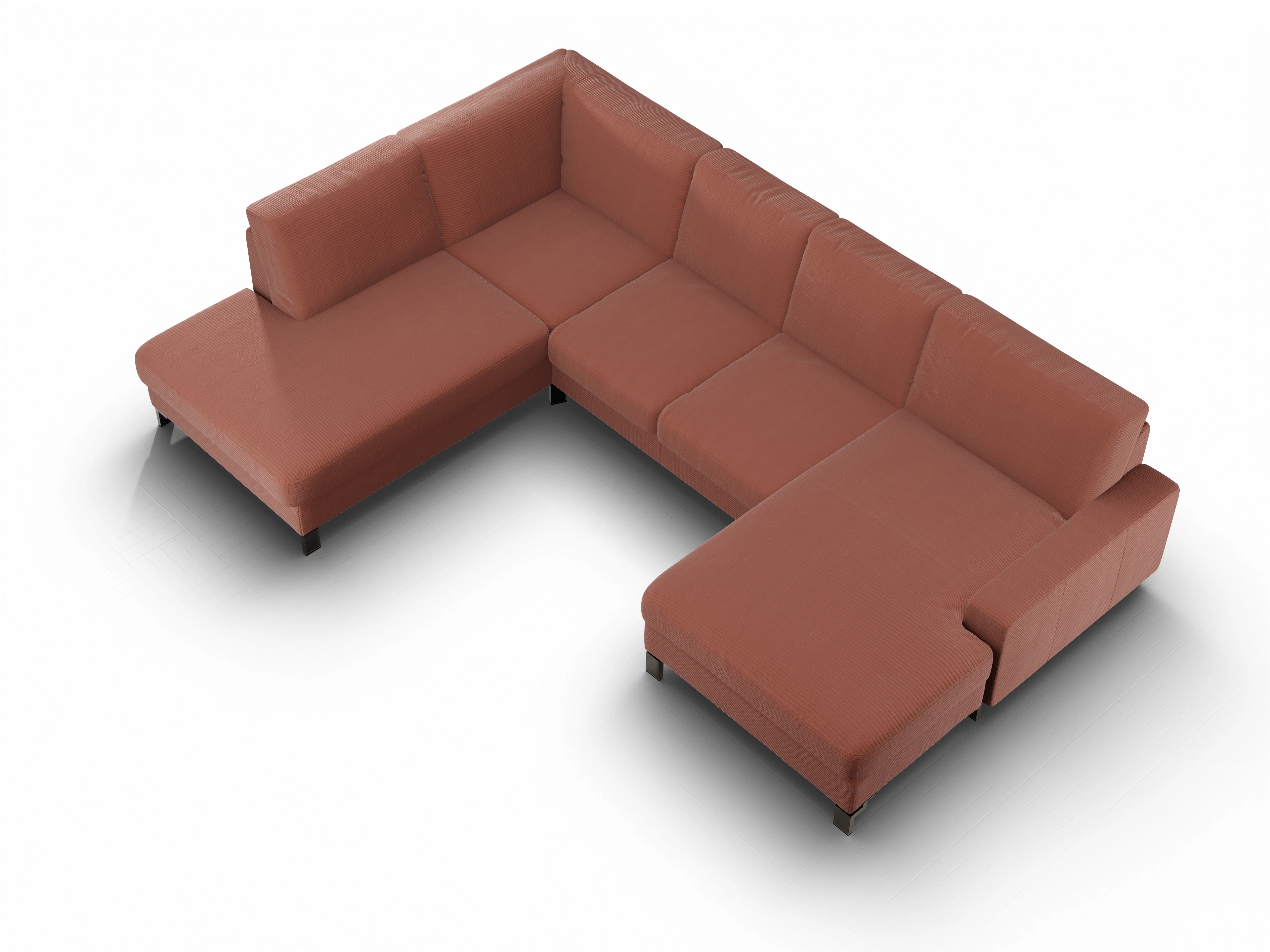 Ansicht des Produktes Casco 2.0 Wohnlandschaft offen beidseitig in Stoff Braun