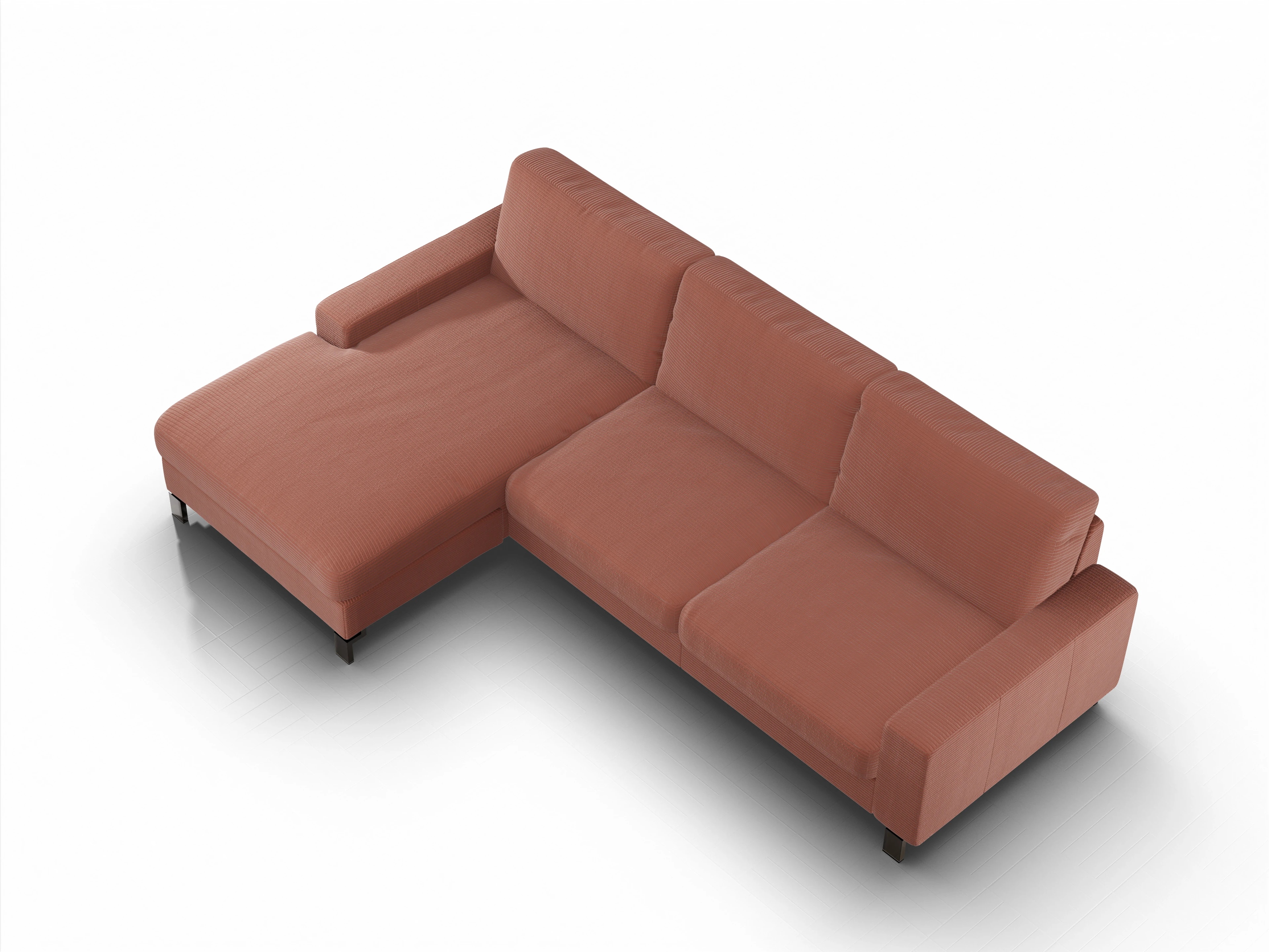 Ansicht des Produktes Casco 2.0 Ecksofa links Abschluss offen in Stoff Braun