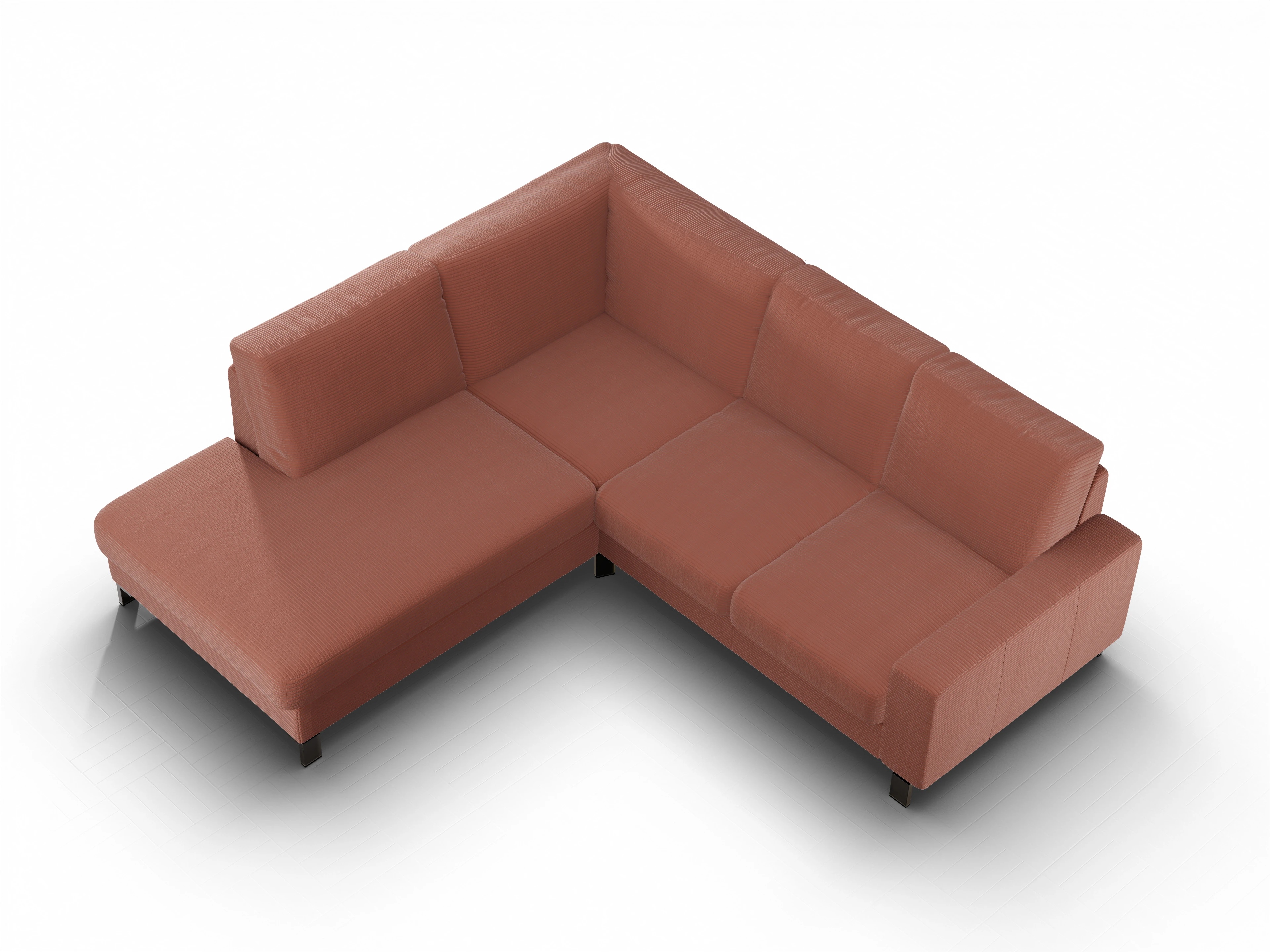 Ansicht des Produktes Casco 2.0 Ecksofa links Abschluss offen in Stoff Braun