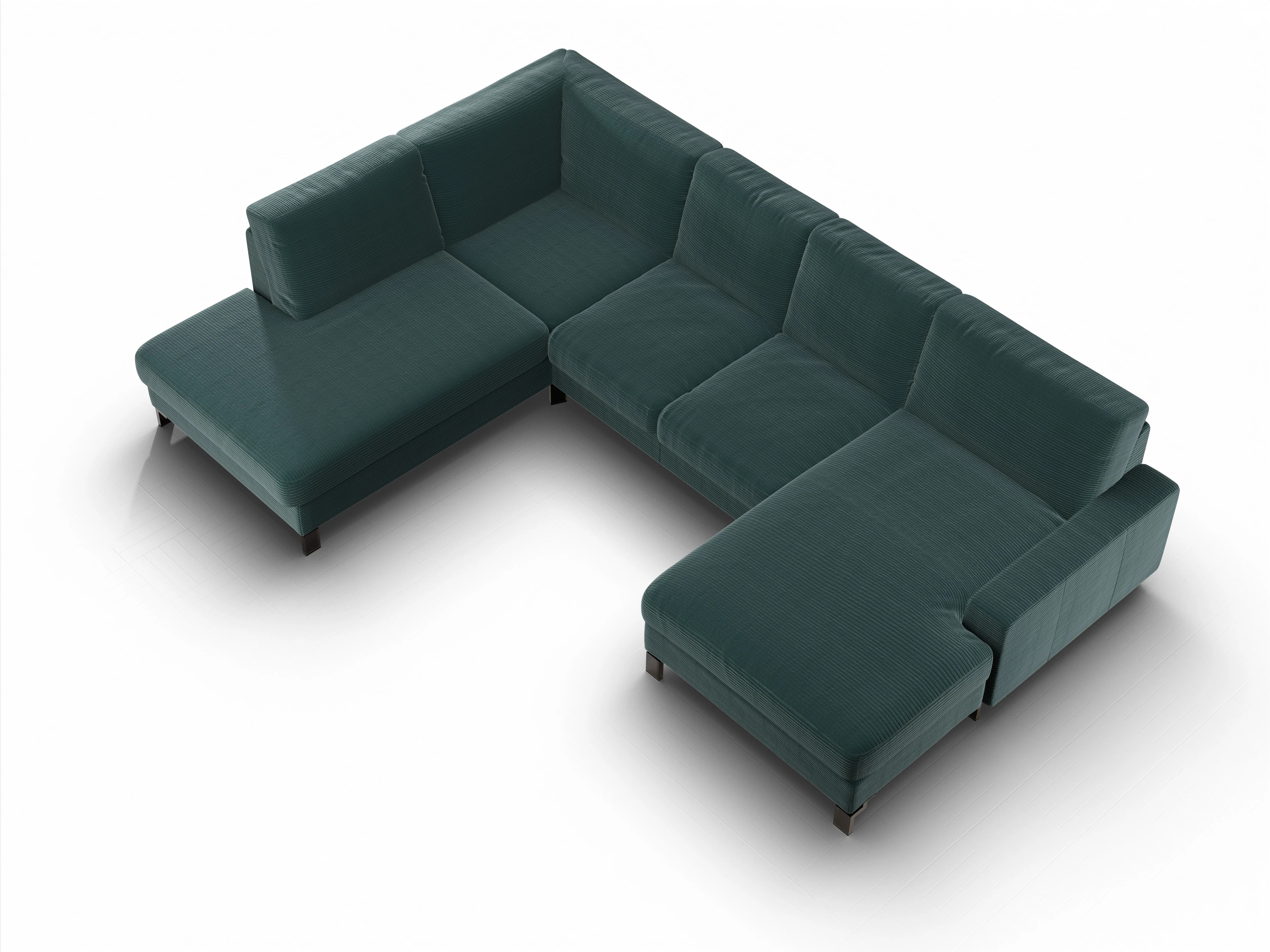 Ansicht des Produktes Casco 2.0 Wohnlandschaft offen beidseitig in Stoff Grün