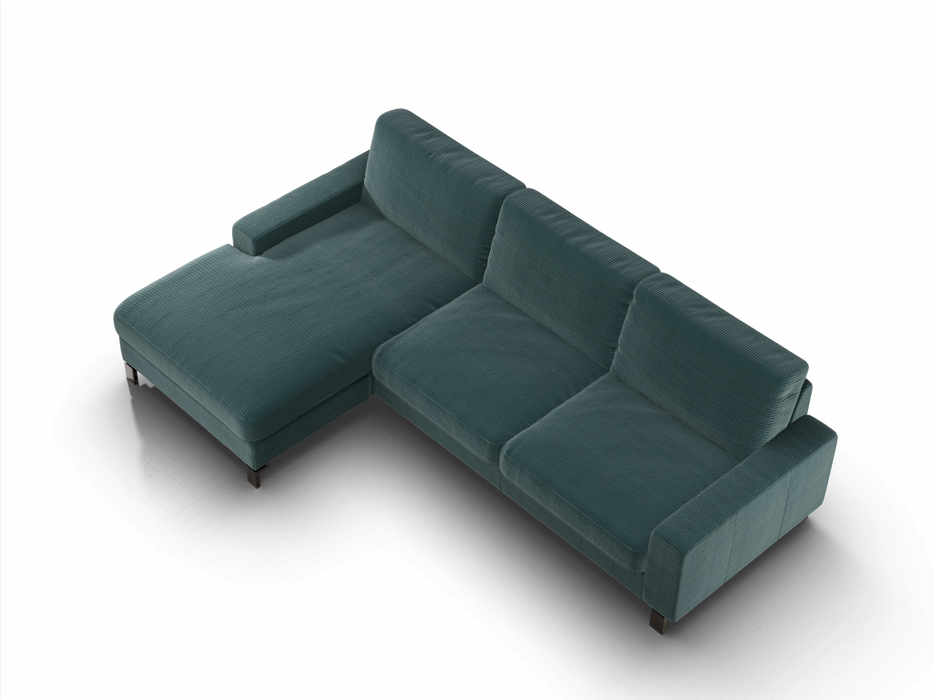 Ansicht des Produktes Casco 2.0 Ecksofa links Abschluss offen in Stoff Grün