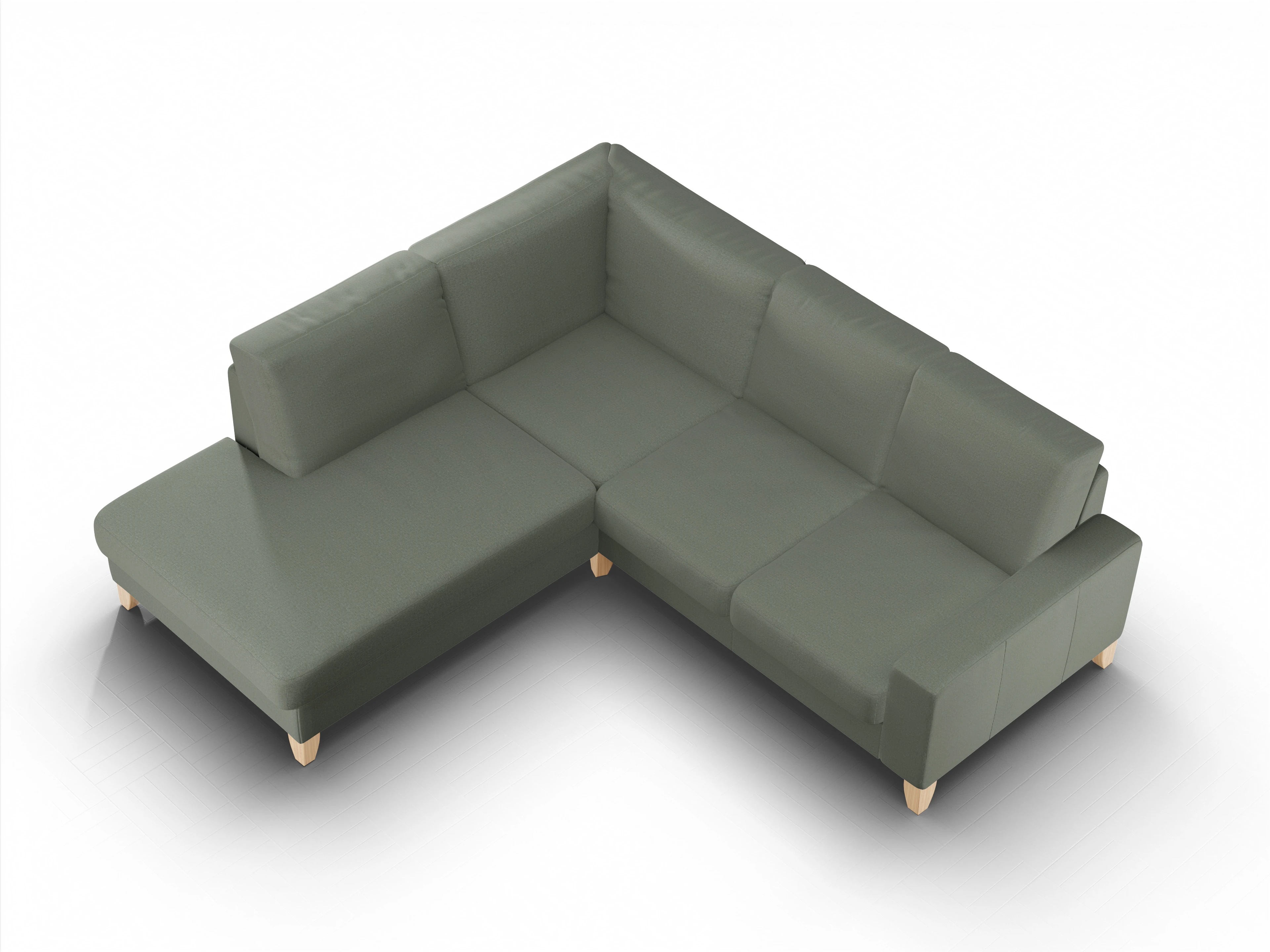 Ansicht des Produktes Casco 2.0 Ecksofa links Abschluss offen in Stoff Grün