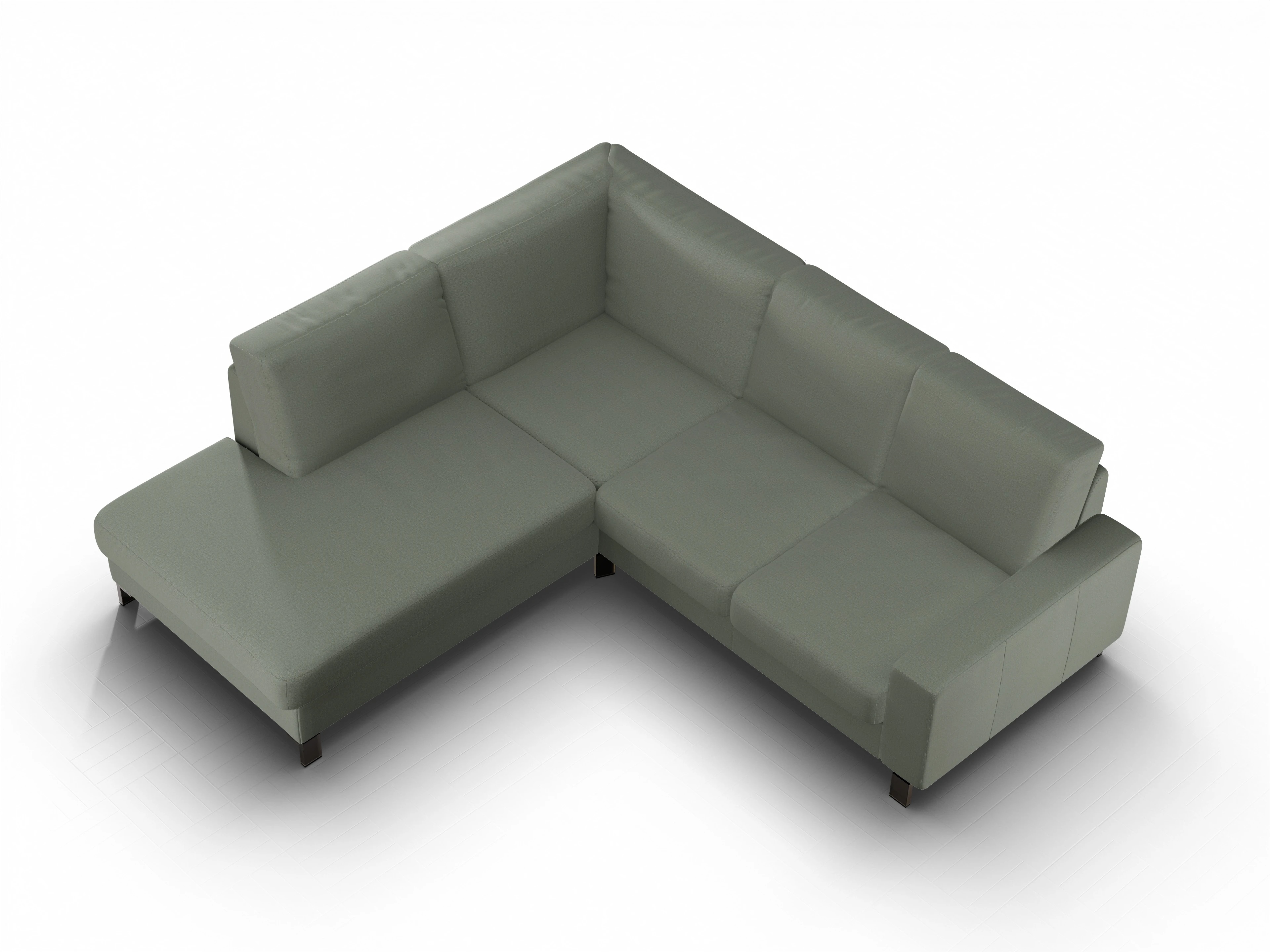 Ansicht des Produktes Casco 2.0 Ecksofa links Abschluss offen in Stoff Grün