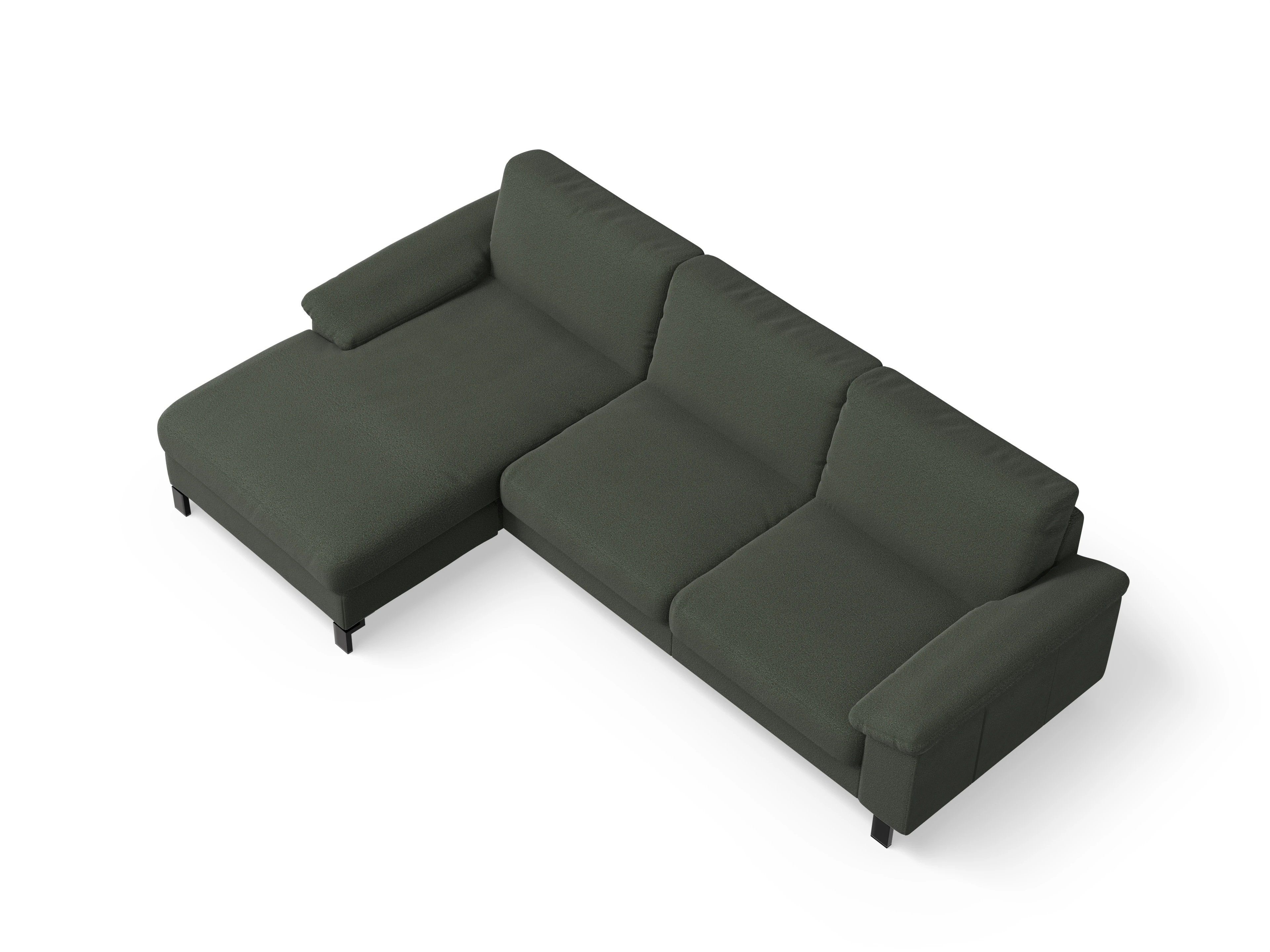 Casco Ecksofa LO Large L Ansicht des Produktes Casco 2.0 Ecksofa links Abschluss offen in Stoff Grün