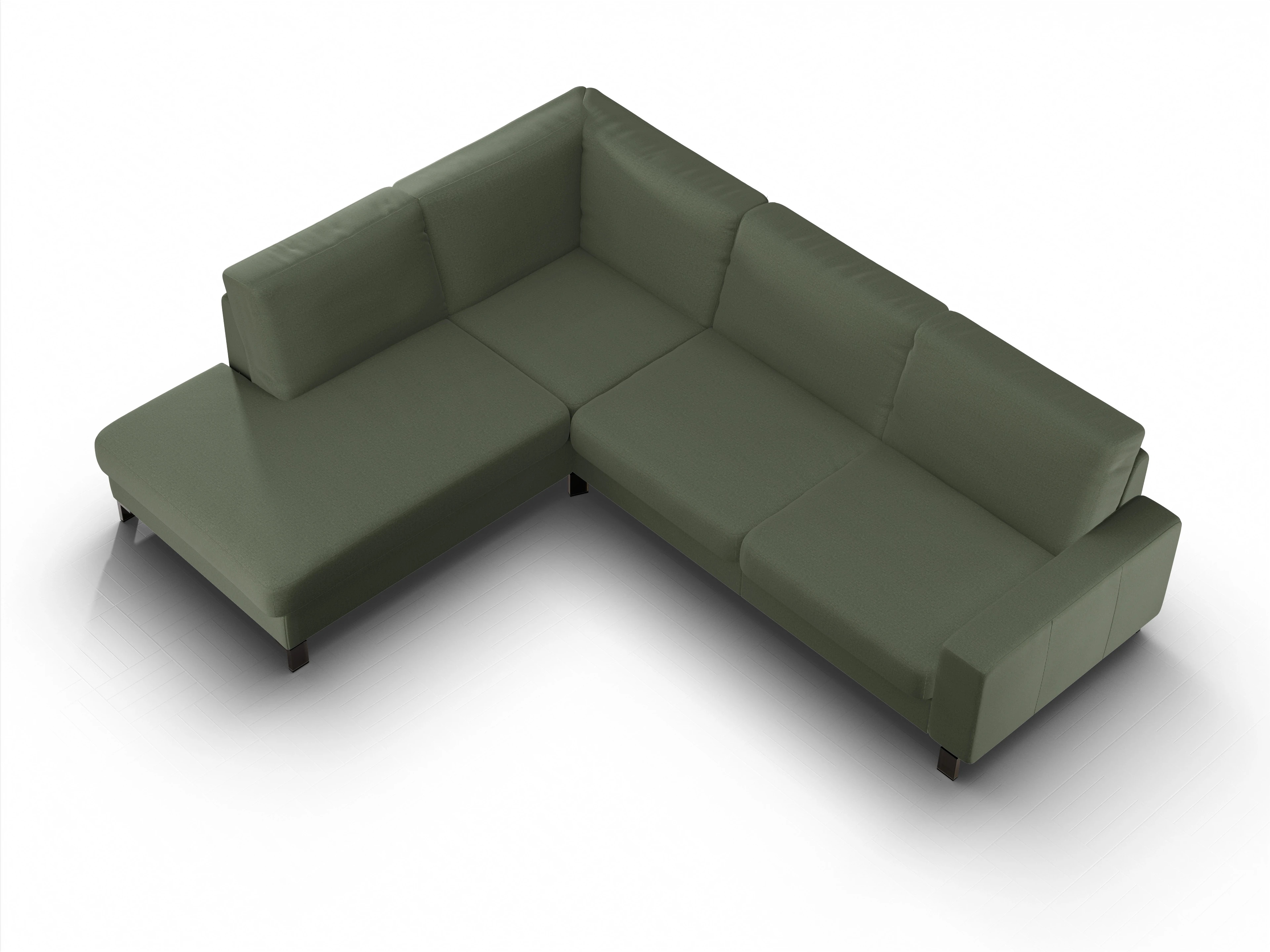 Ansicht des Produktes Casco 2.0 Ecksofa links Abschluss offen in Stoff Grün