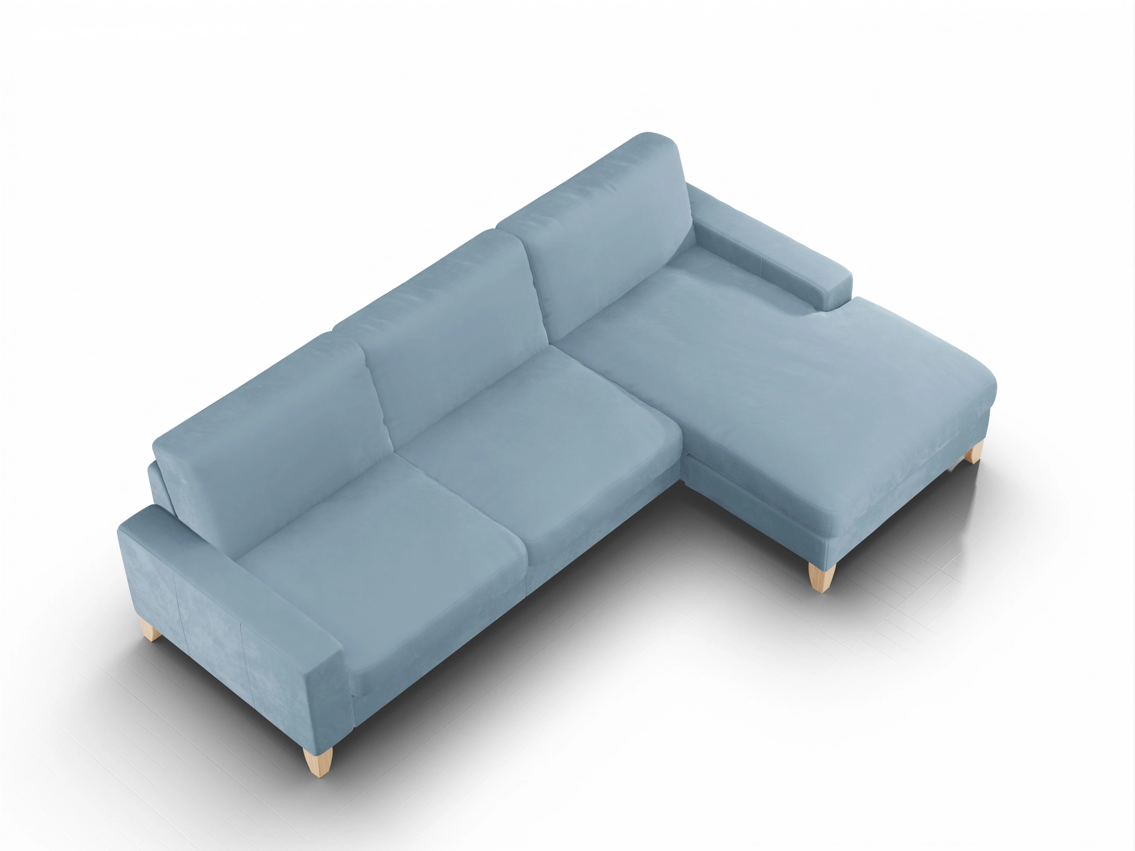 Ansicht des Produktes Casco 2.0 Ecksofa rechts Abschluss offen in Stoff Blau