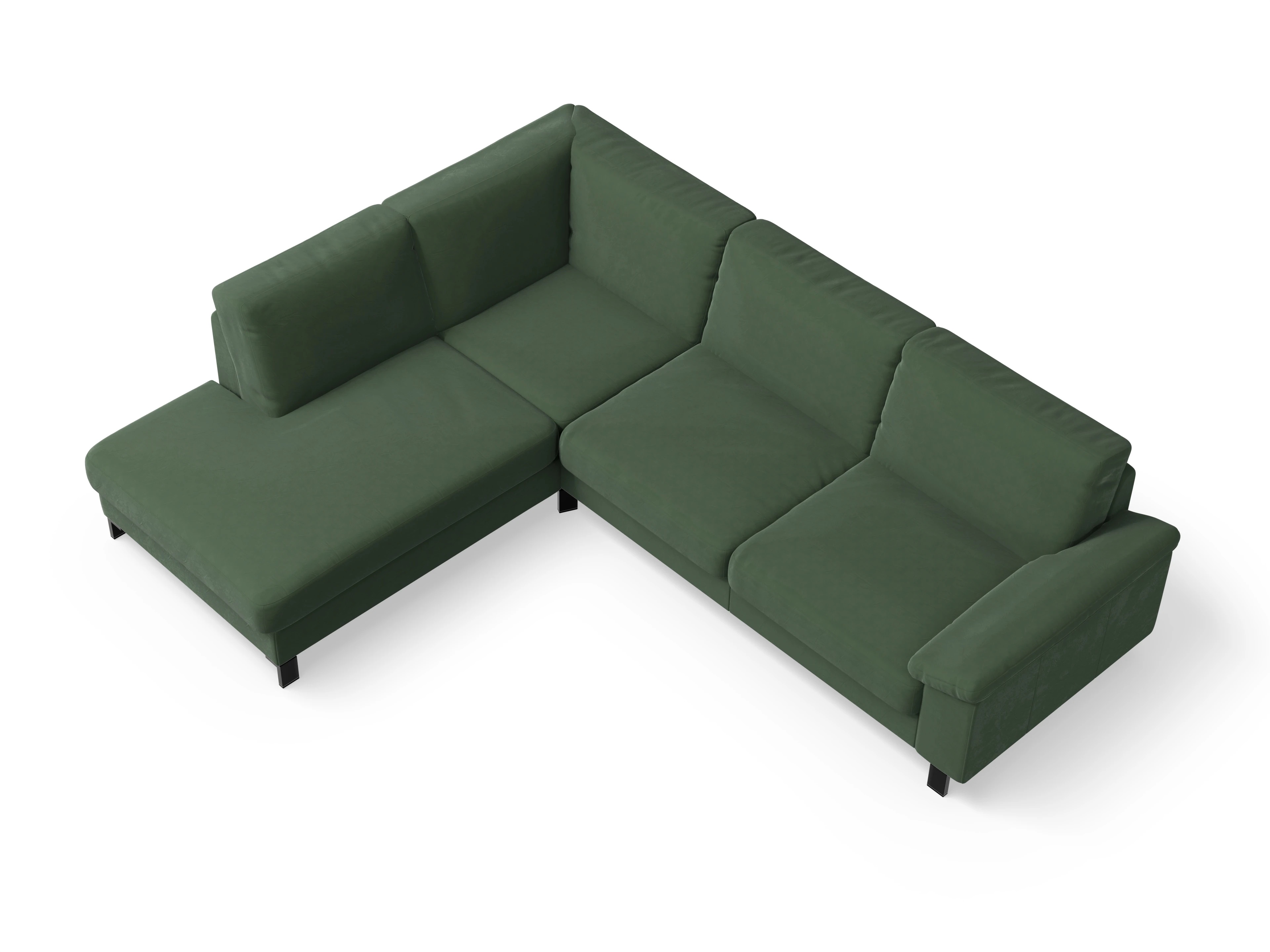 Casco Ecksofa UM Large L Ansicht des Produktes Casco 2.0 Ecksofa links Abschluss offen in Stoff Grün