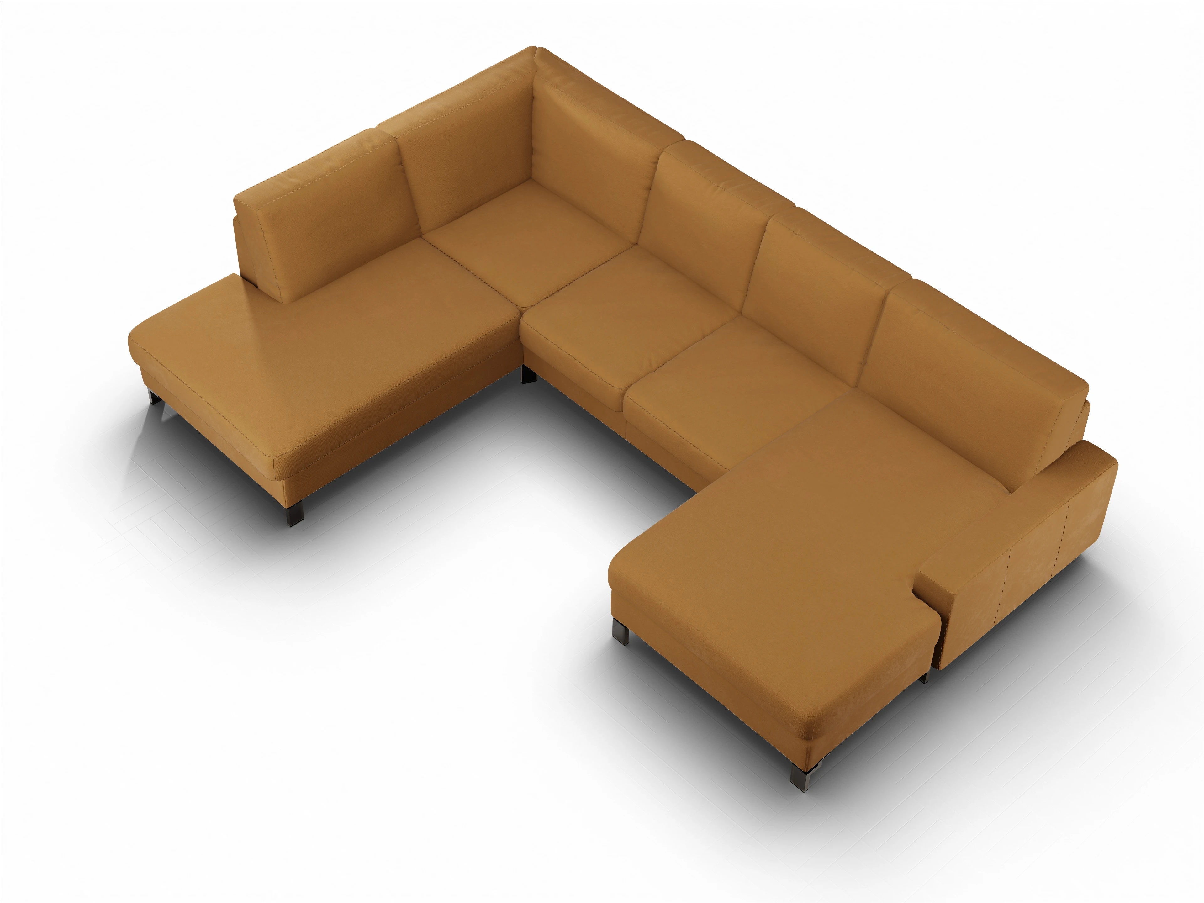 Ansicht des Produktes Casco 2.0 Wohnlandschaft offen beidseitig in Stoff Braun