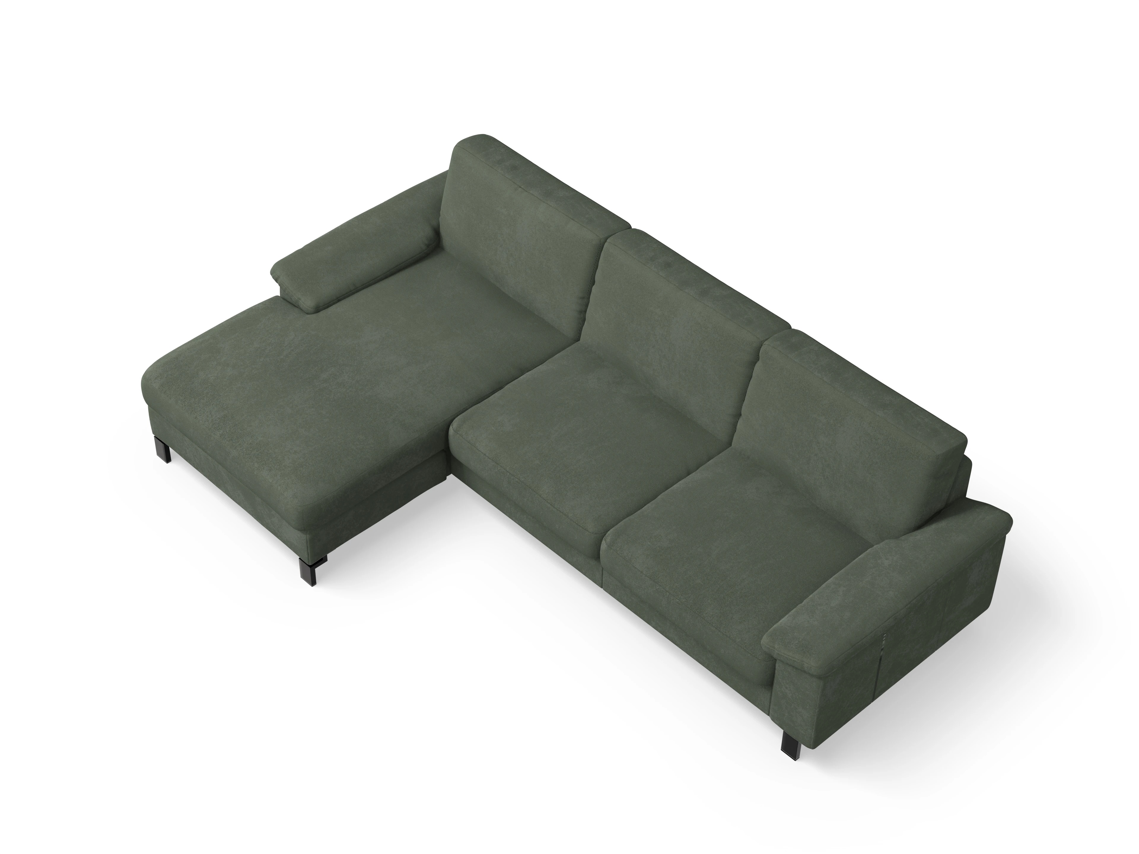 Casco Ecksofa LO Large L Ansicht des Produktes Casco 2.0 Ecksofa links Abschluss offen in Stoff Grün