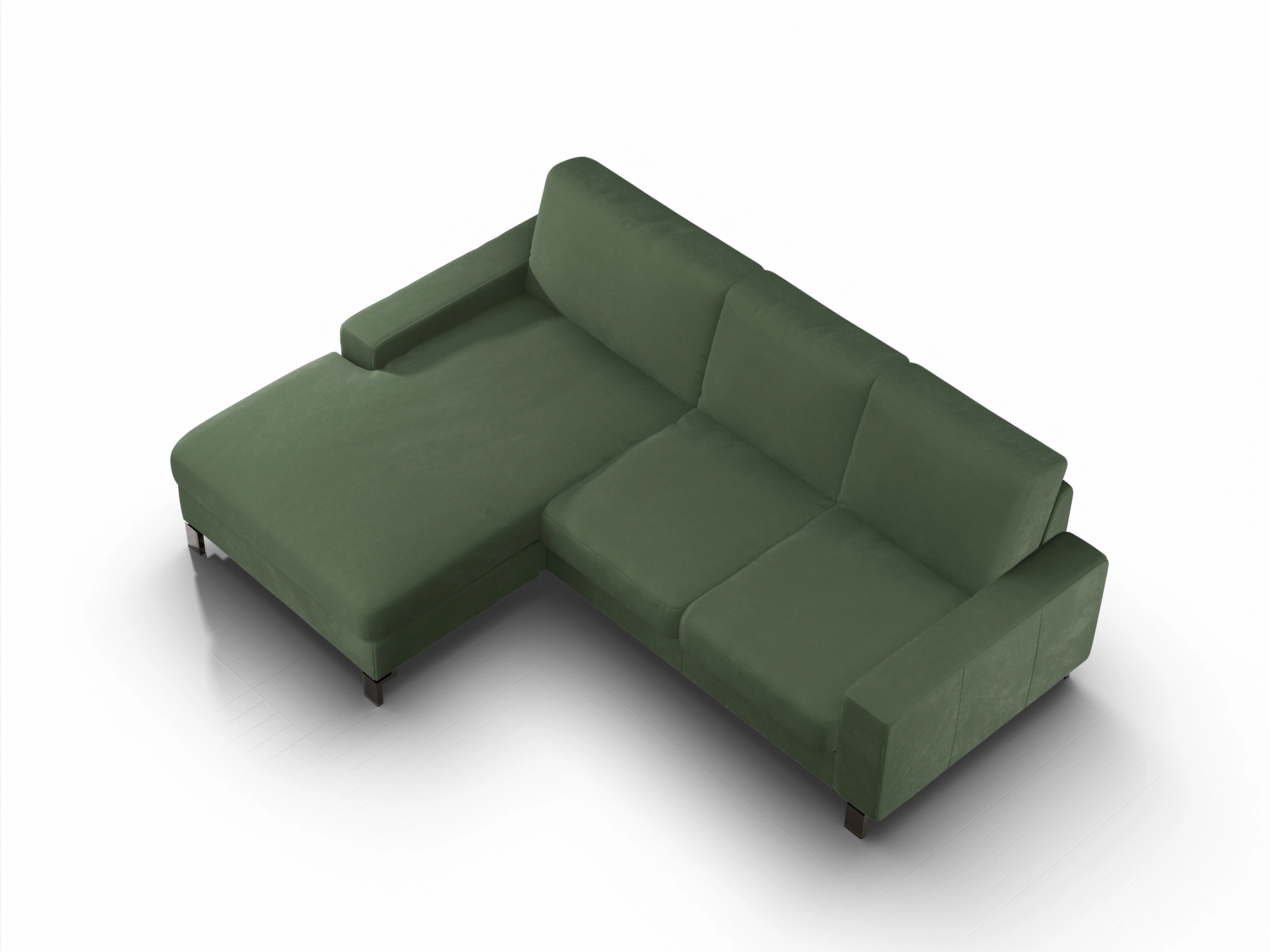 Ansicht des Produktes Casco 2.0 Ecksofa links Abschluss offen in Stoff Grün