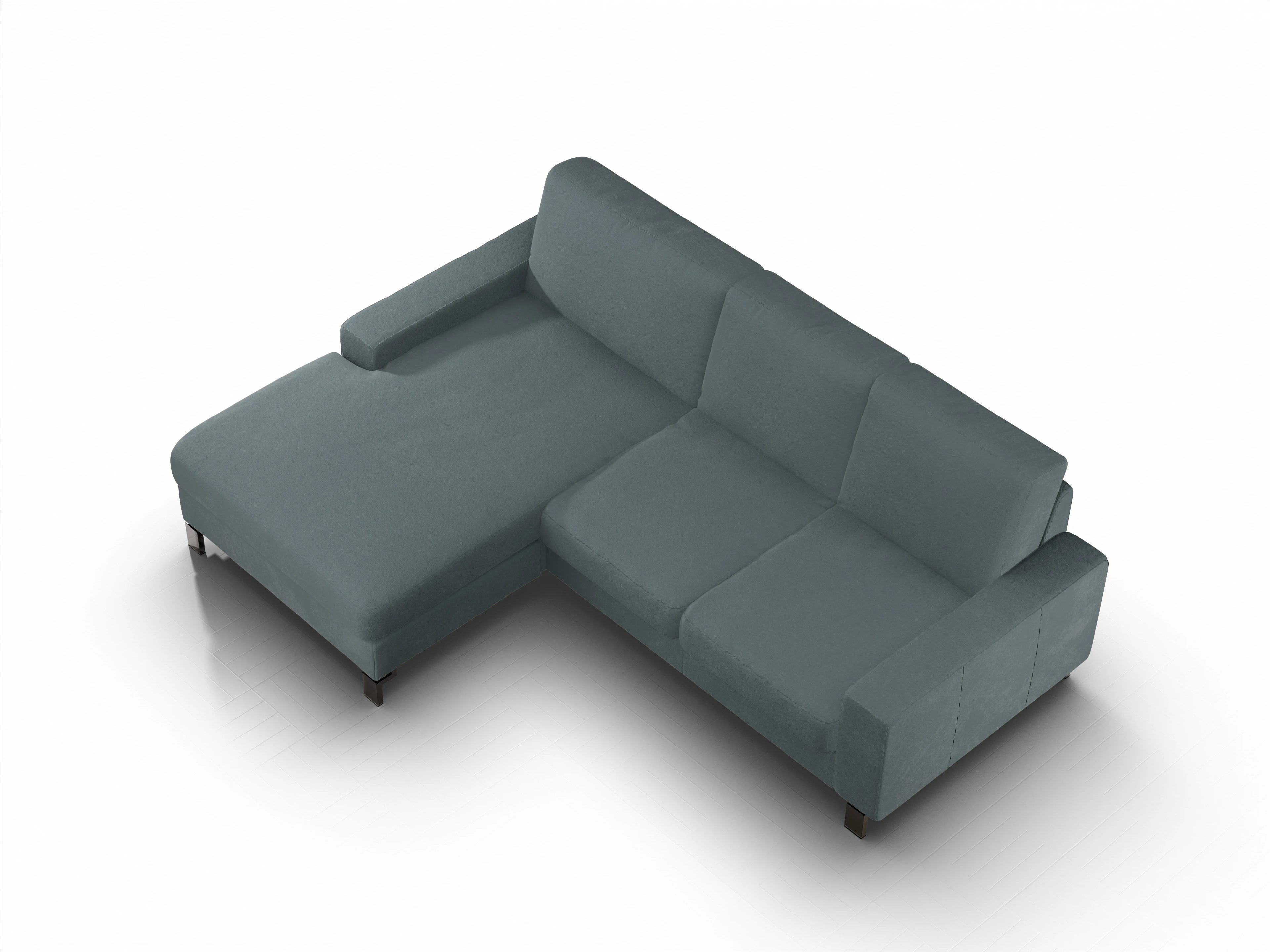 Ansicht des Produktes Casco 2.0 Ecksofa links Abschluss offen in Stoff Blau