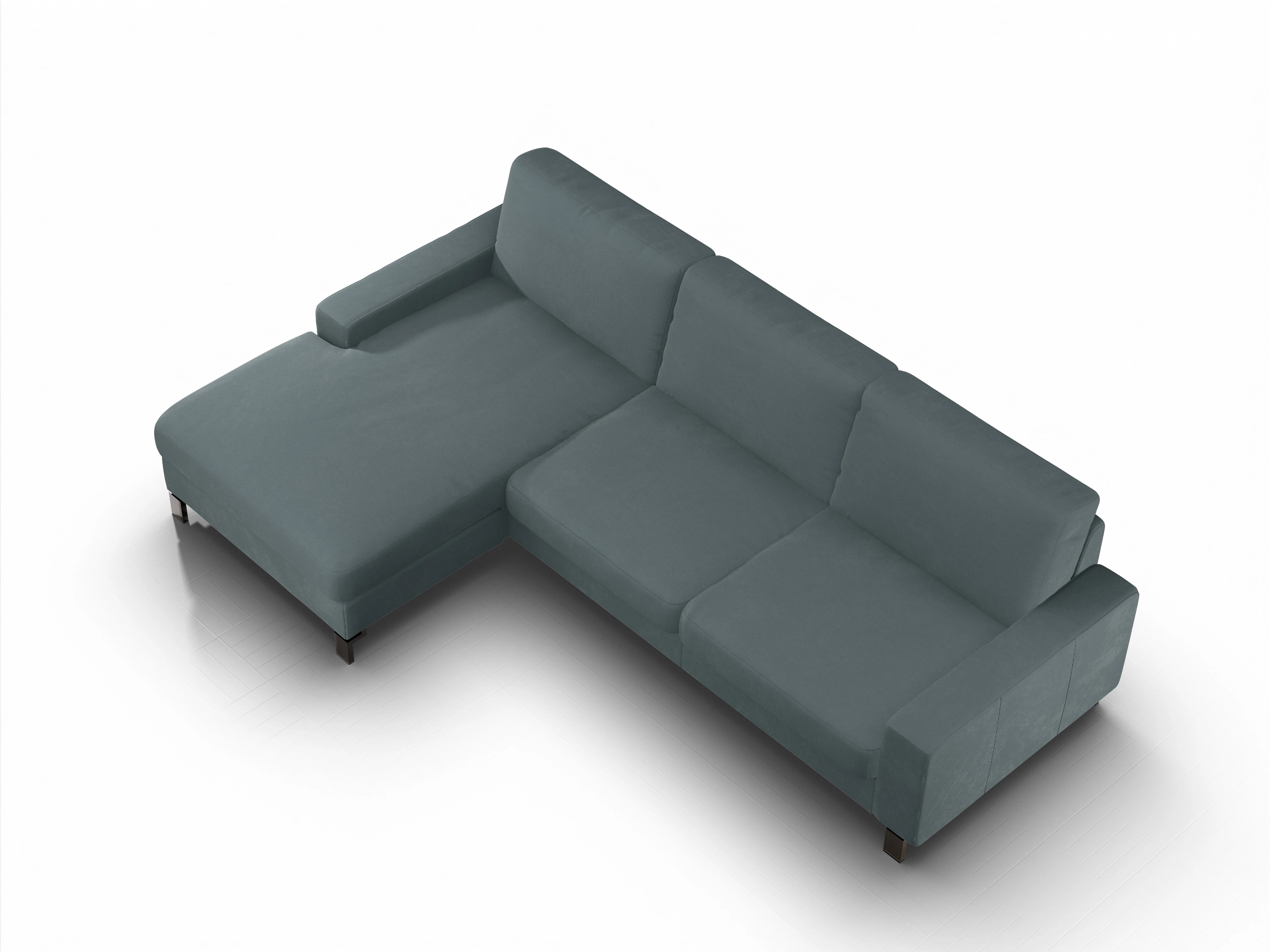 Ansicht des Produktes Casco 2.0 Ecksofa links Abschluss offen in Stoff Blau