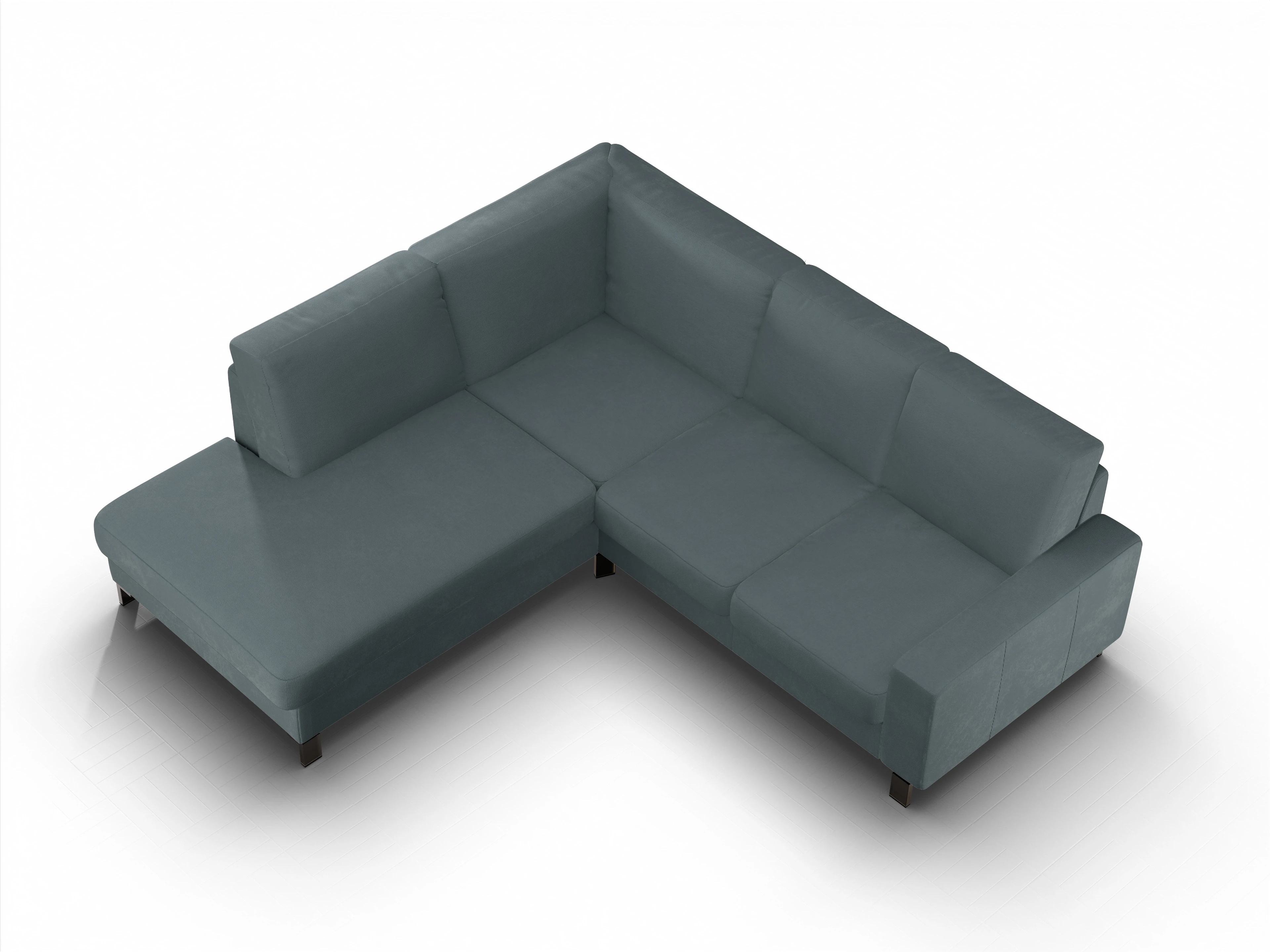 Ansicht des Produktes Casco 2.0 Ecksofa links Abschluss offen in Stoff Blau