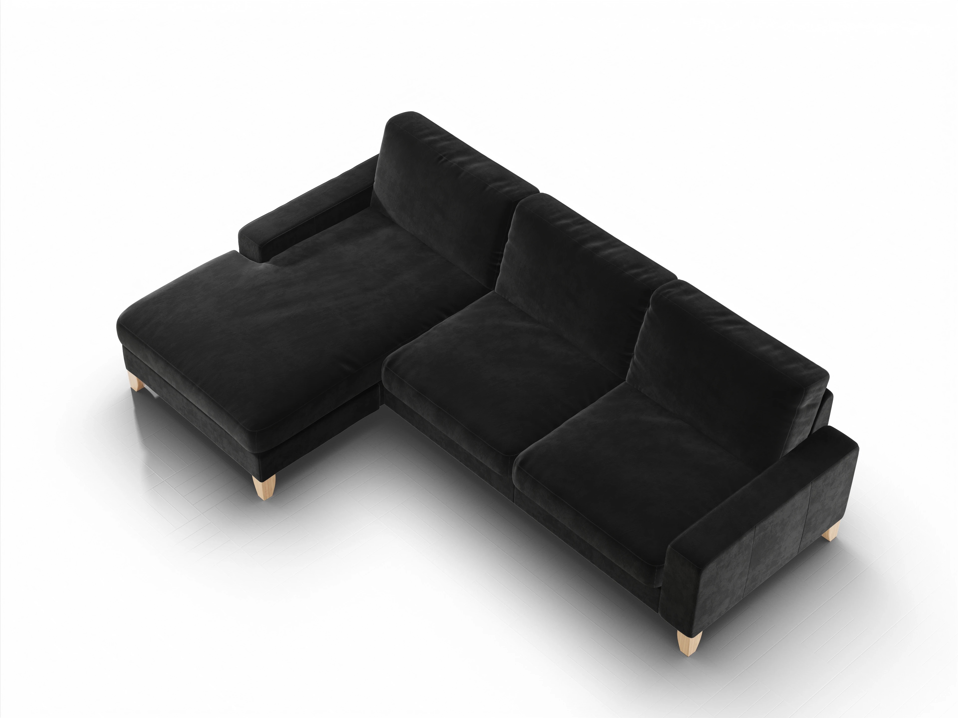 Ansicht des Produktes Casco 2.0 Ecksofa links Abschluss offen in Stoff Schwarz