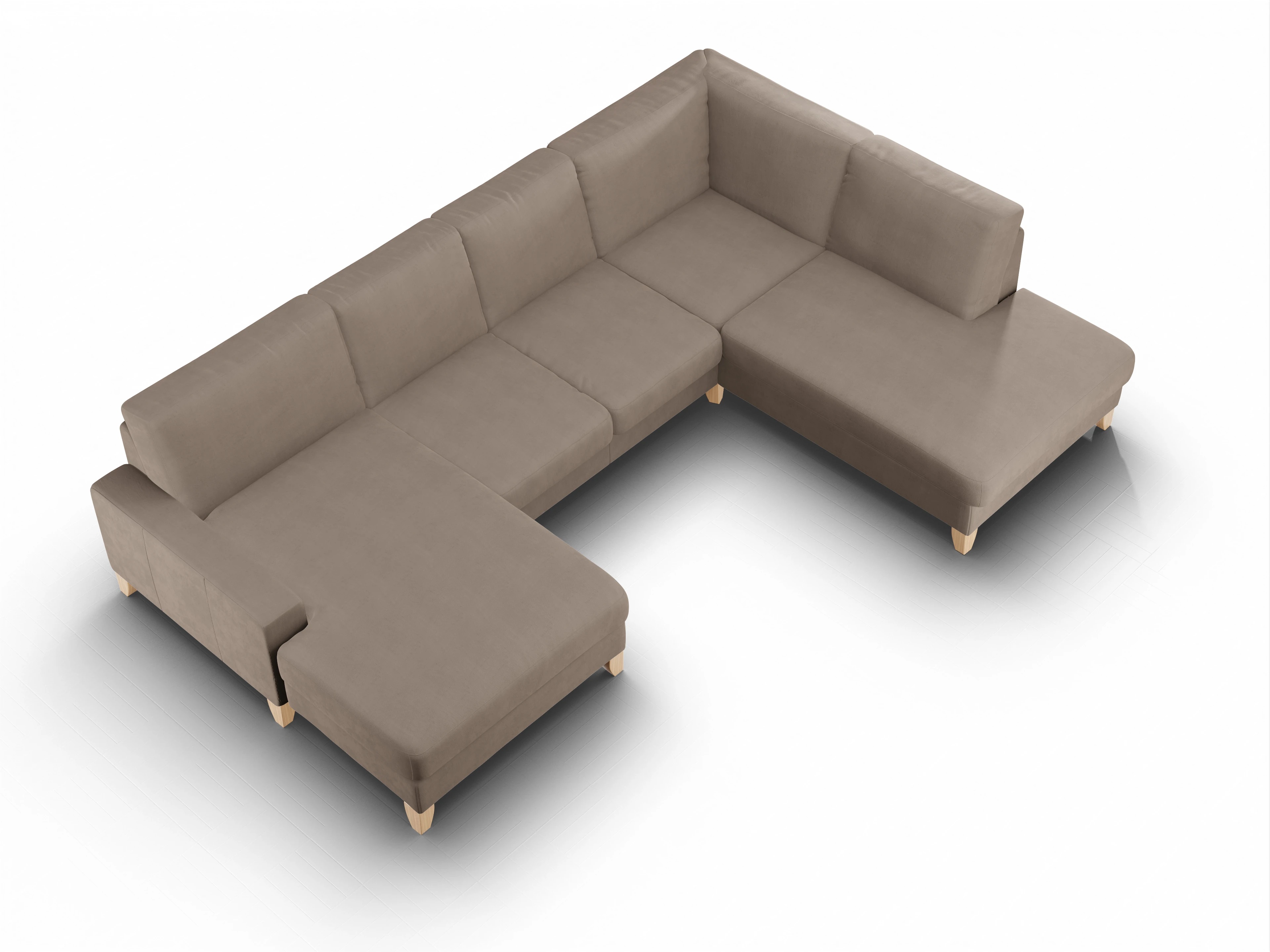 Ansicht des Produktes Casco 2.0 Wohnlandschaft offen beidseitig in Stoff Braun