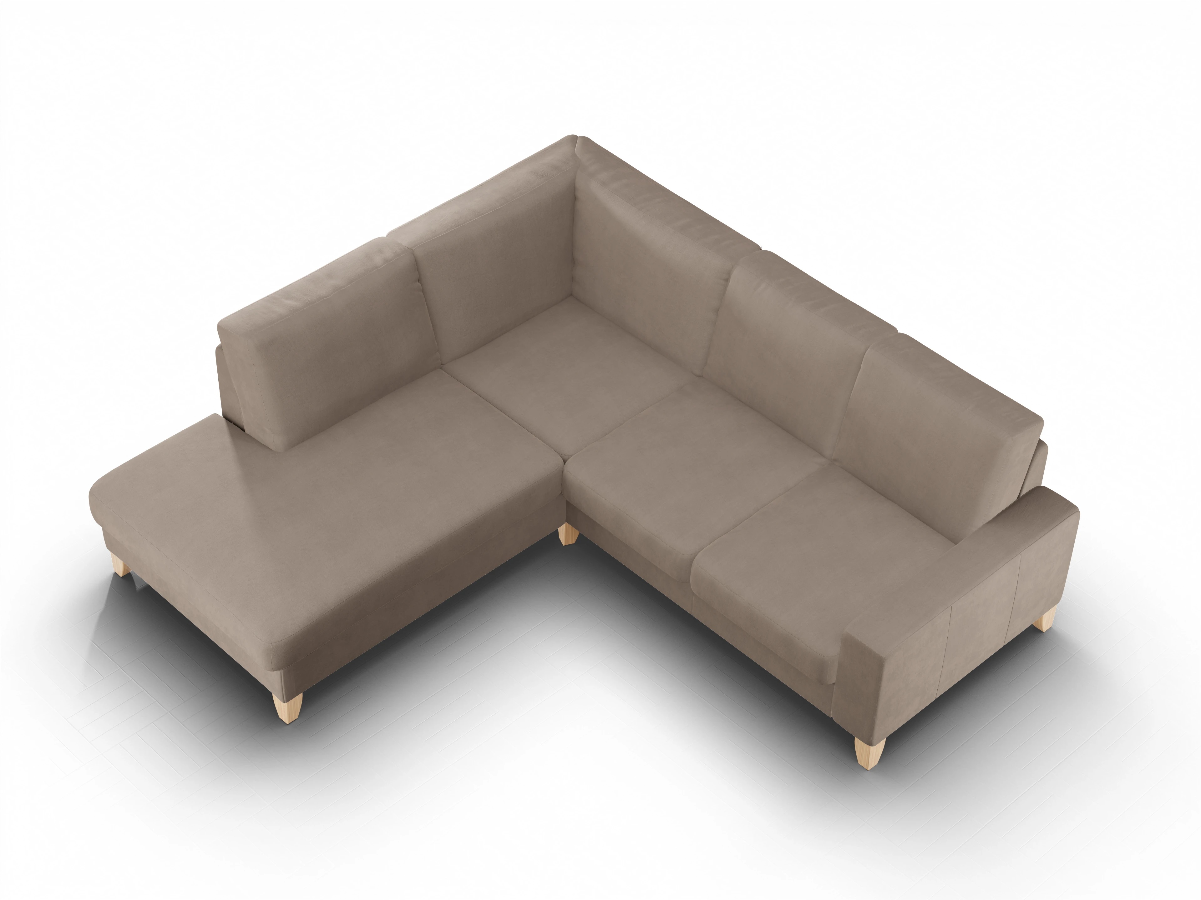 Ansicht des Produktes Casco 2.0 Ecksofa links Abschluss offen in Stoff Braun