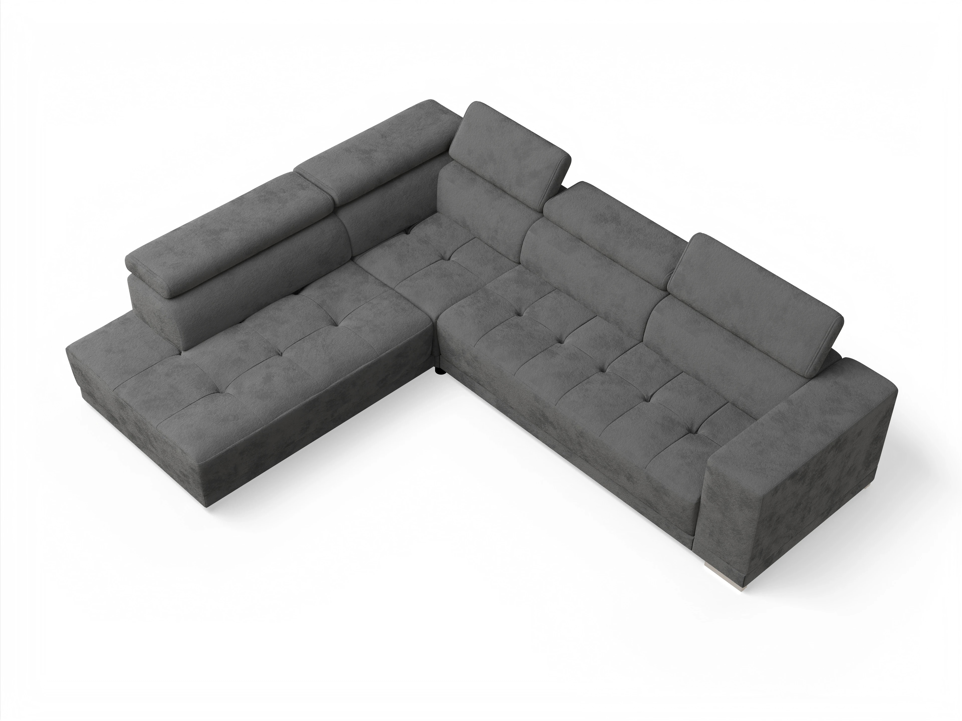 Ansicht des Produktes Connor Ecksofa links Abschluss offen in Stoff Grau