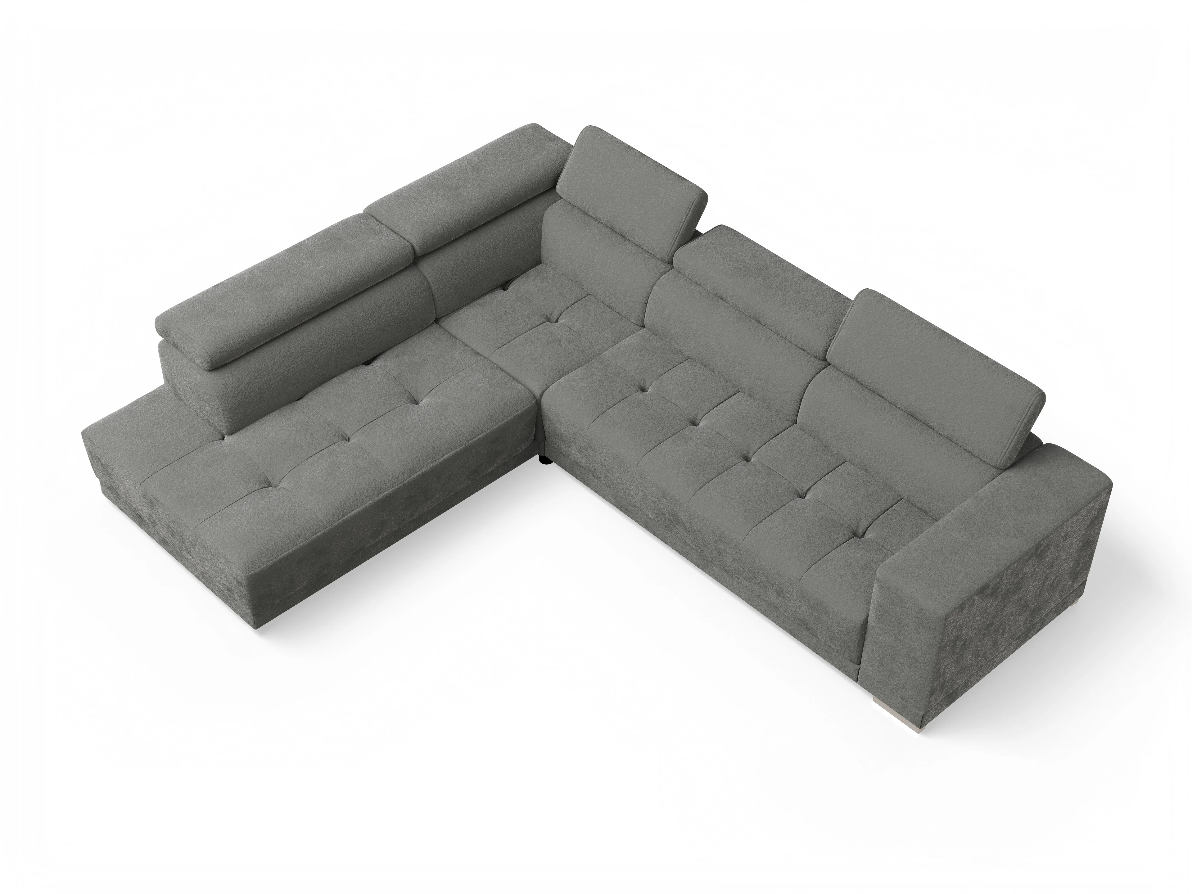 Ansicht des Produktes Connor Ecksofa links Abschluss offen in Stoff Grau