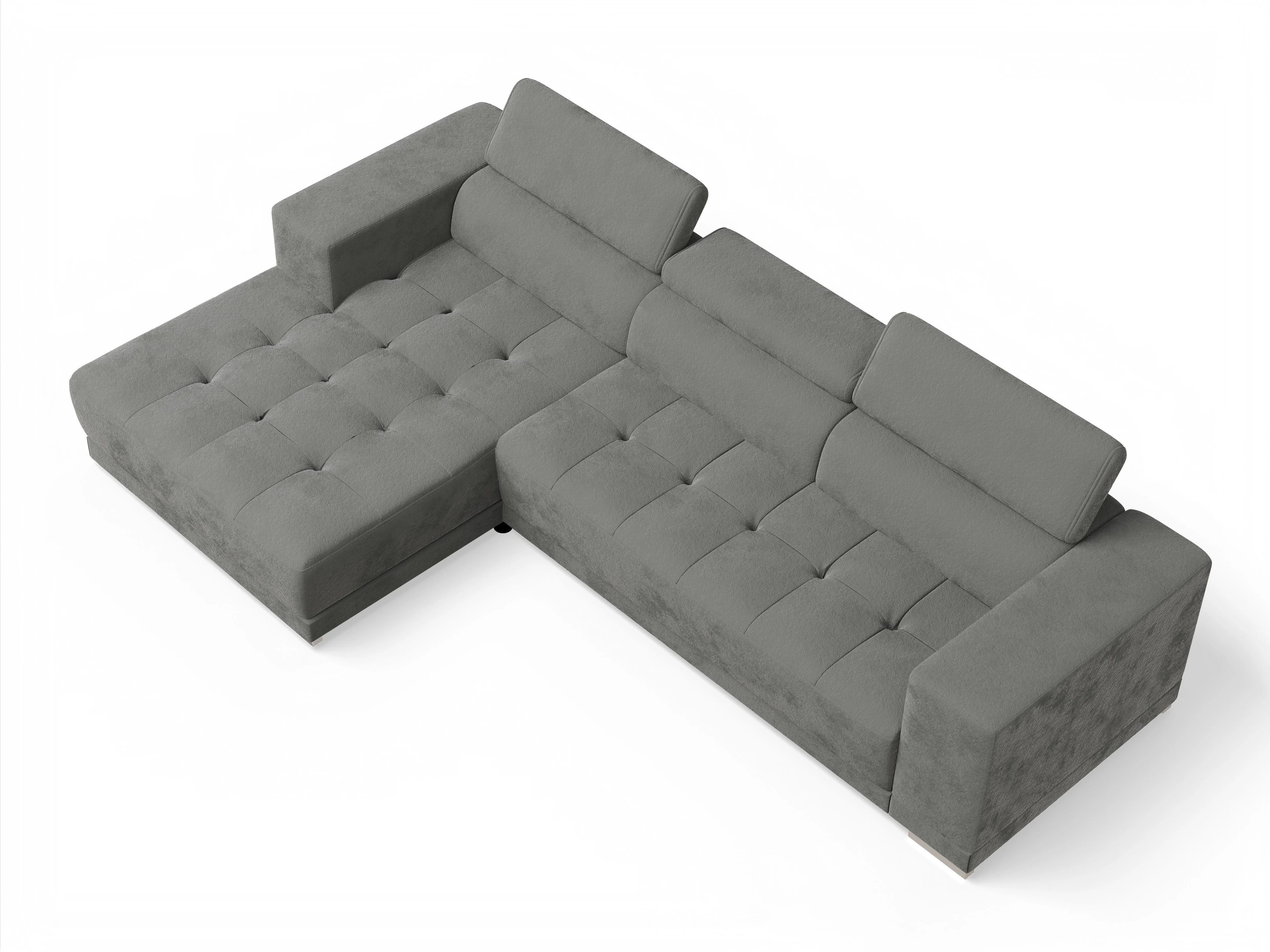 Ansicht des Produktes Connor Ecksofa links Abschluss offen in Stoff Grau