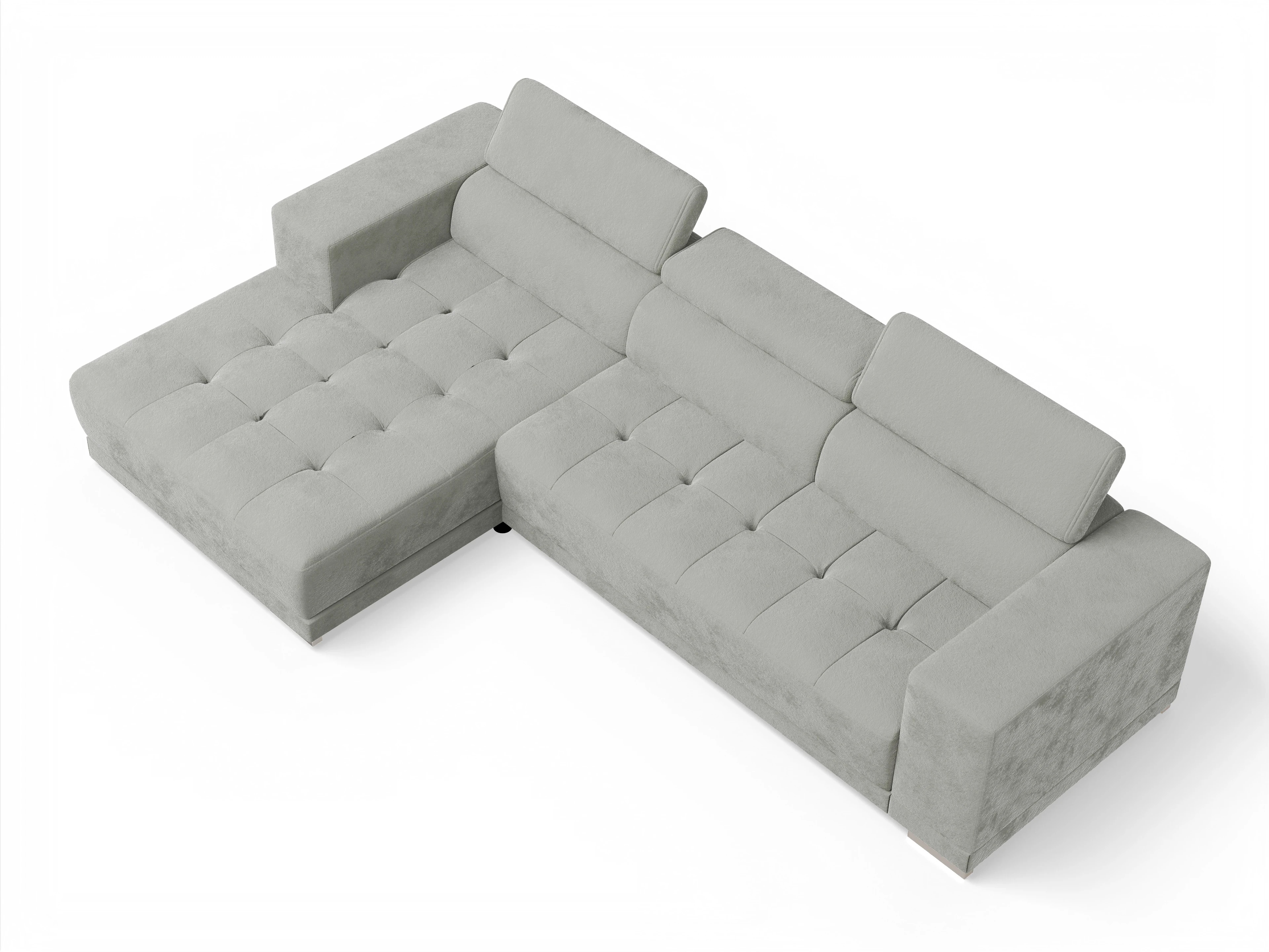 Ansicht des Produktes Connor Ecksofa links Abschluss offen in Stoff Grau