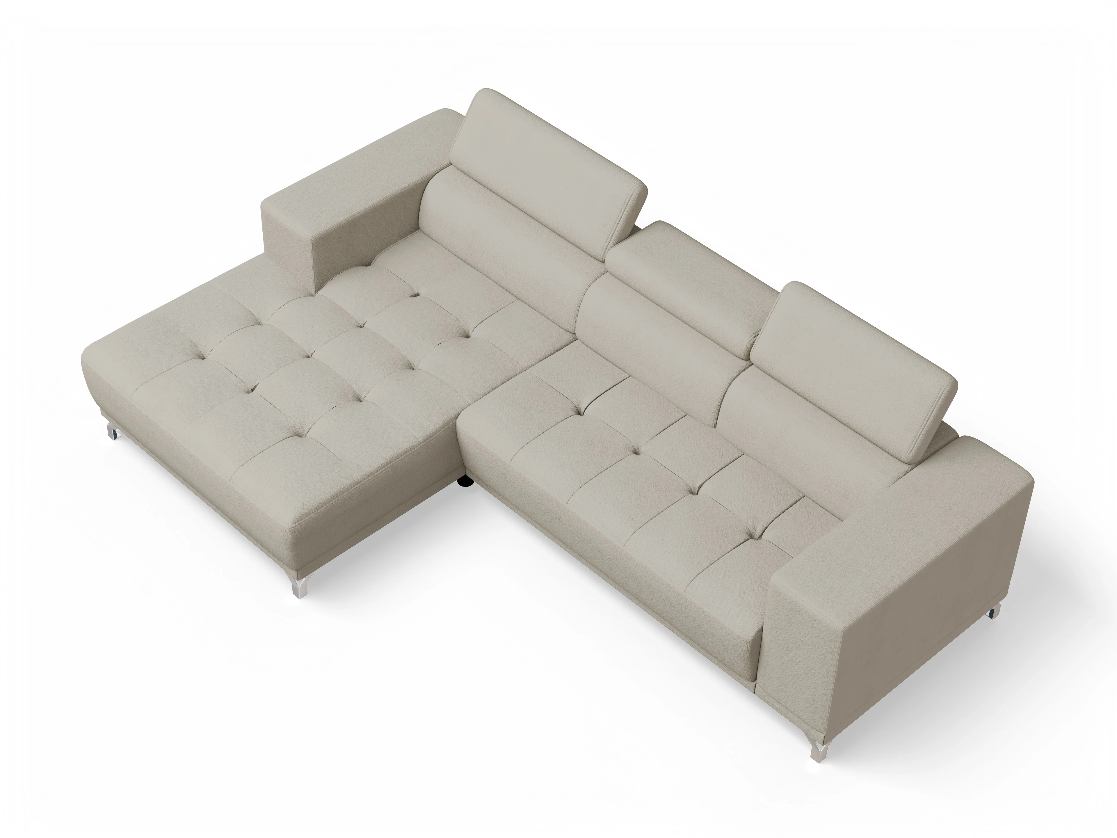 Ansicht des Produktes Colin Ecksofa links Abschluss offen in Stoff Beige