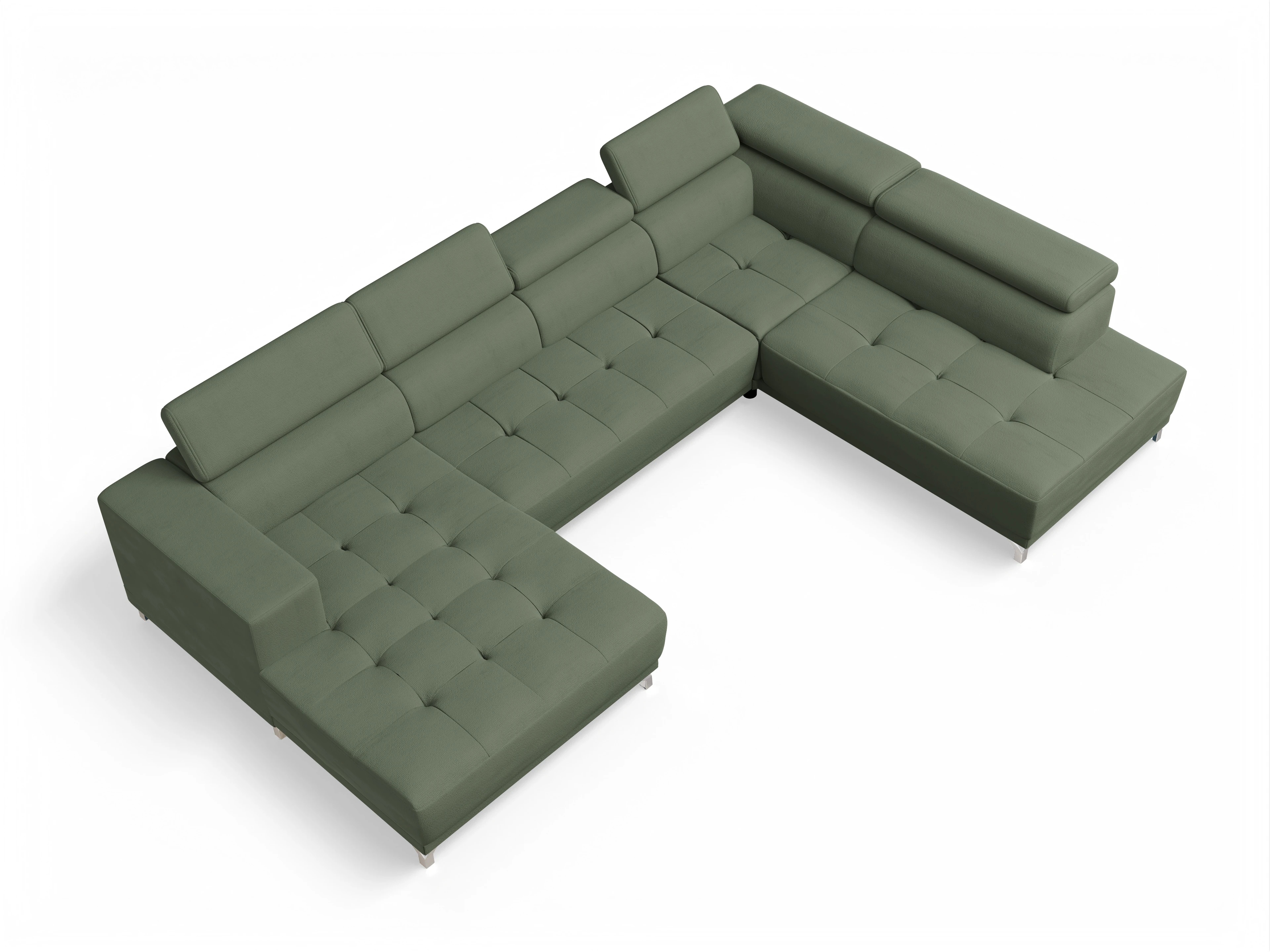 Ansicht des Produktes Colin Wohnlandschaft offen beidseitig in Stoff Grün