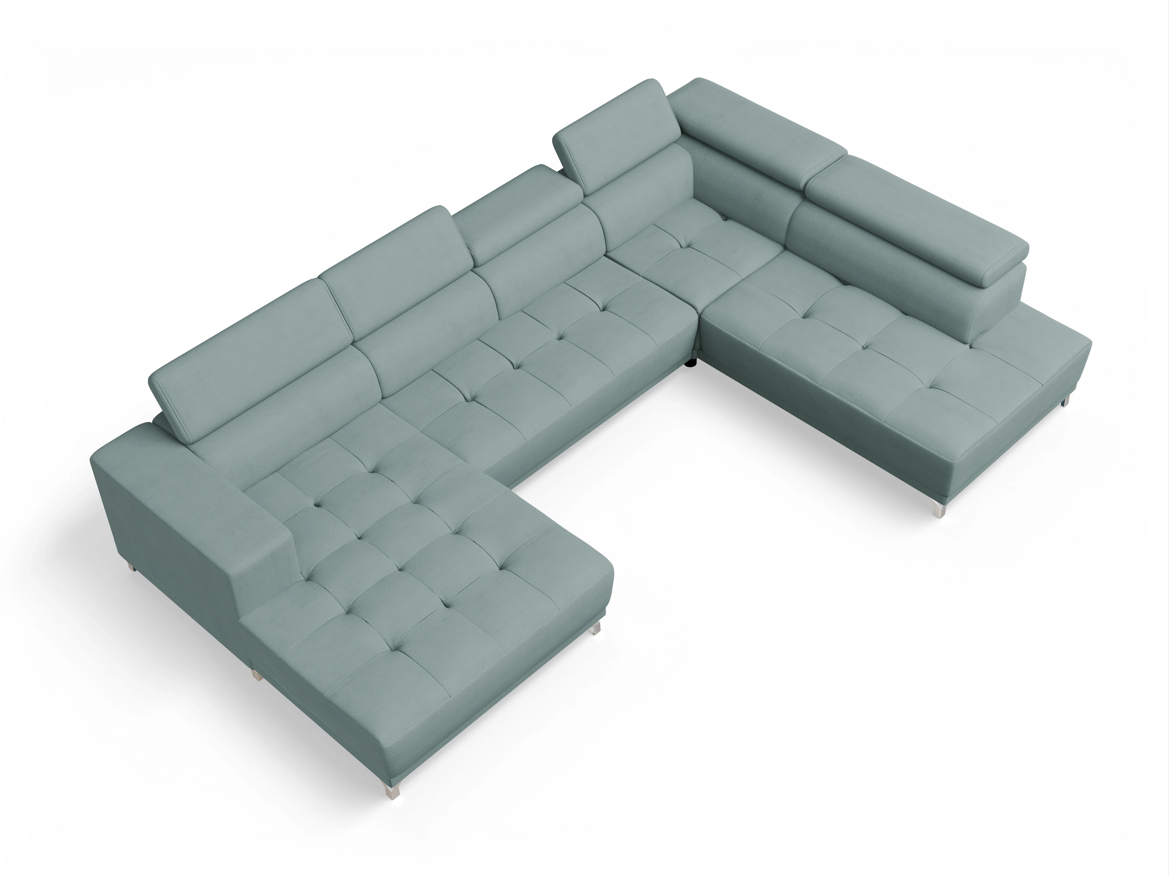 Ansicht des Produktes Colin Wohnlandschaft offen beidseitig in Stoff Blau