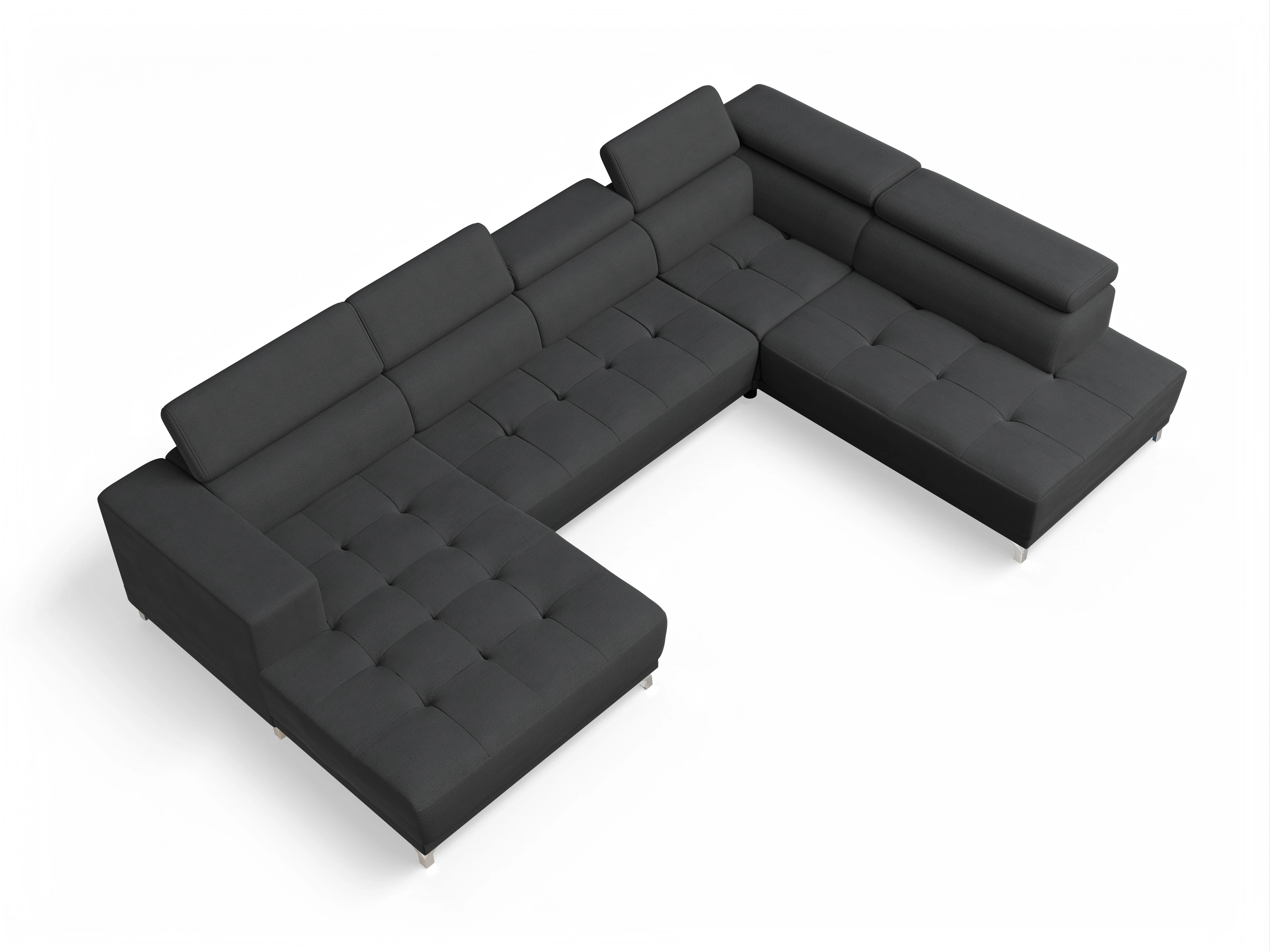 Ansicht des Produktes Colin Wohnlandschaft offen beidseitig in Stoff Schwarz