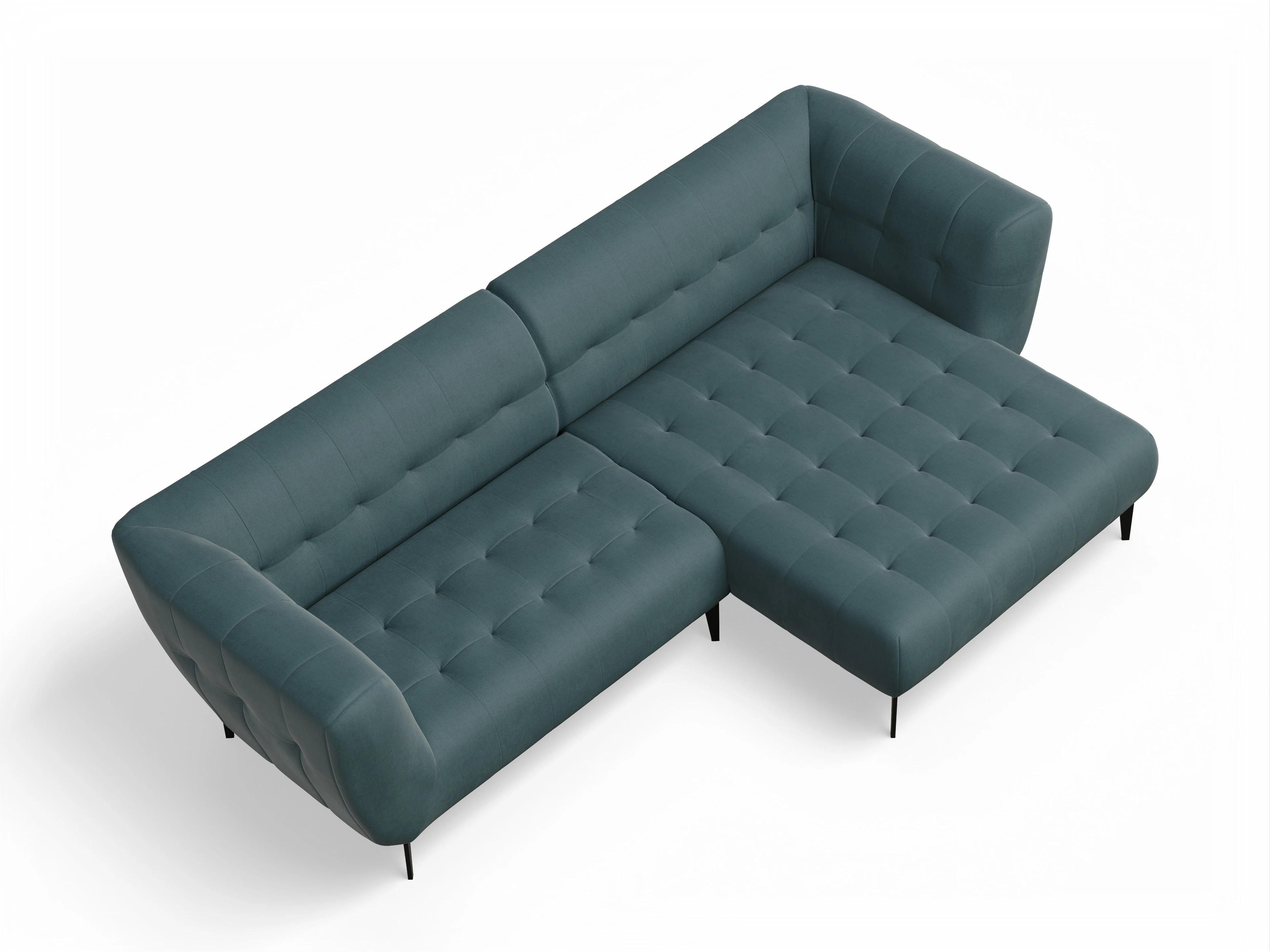 Ansicht des Produktes Vera Ecksofa rechts Abschluss offen in Stoff Blau