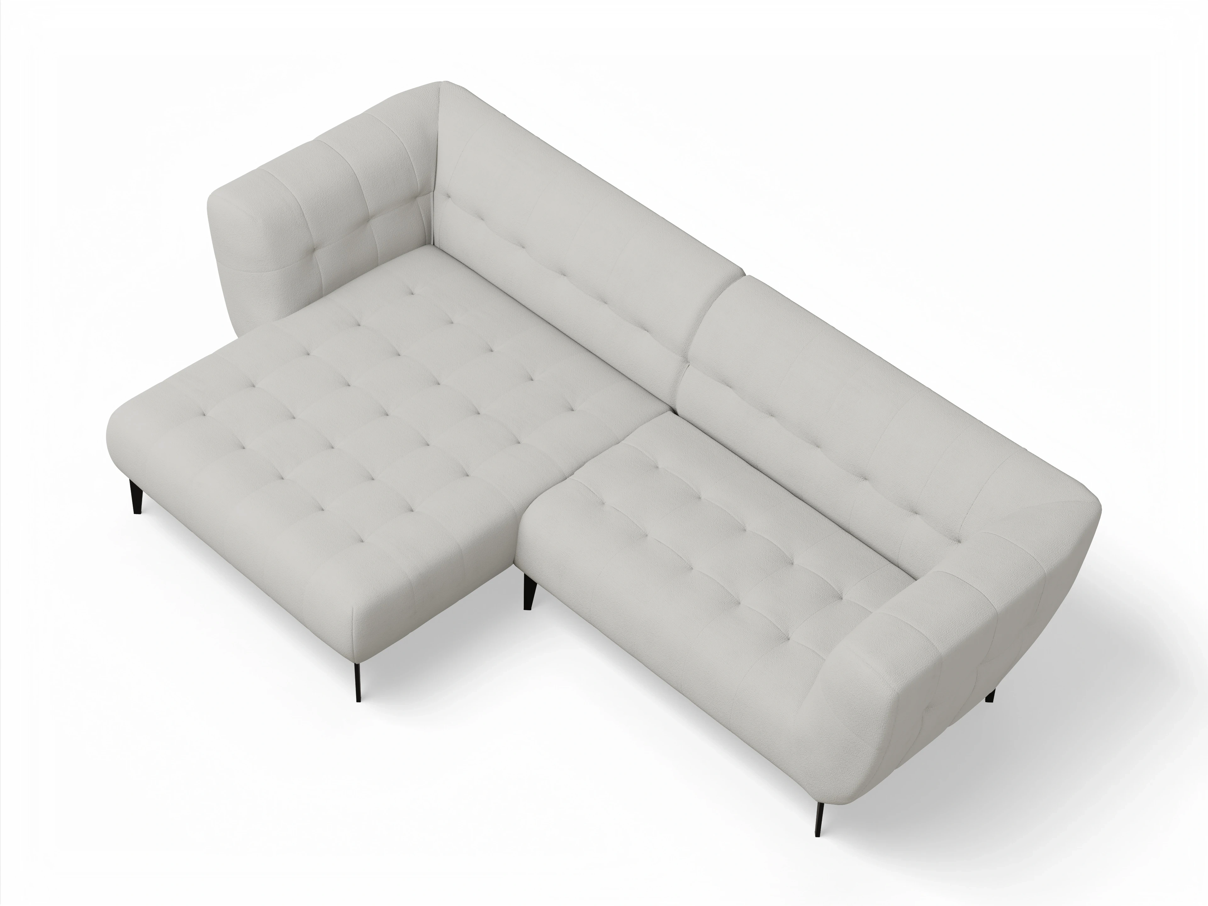 Vera Ecksofa mit Longchair links Ansicht des Produktes Vera Ecksofa links Abschluss offen in Stoff Beige