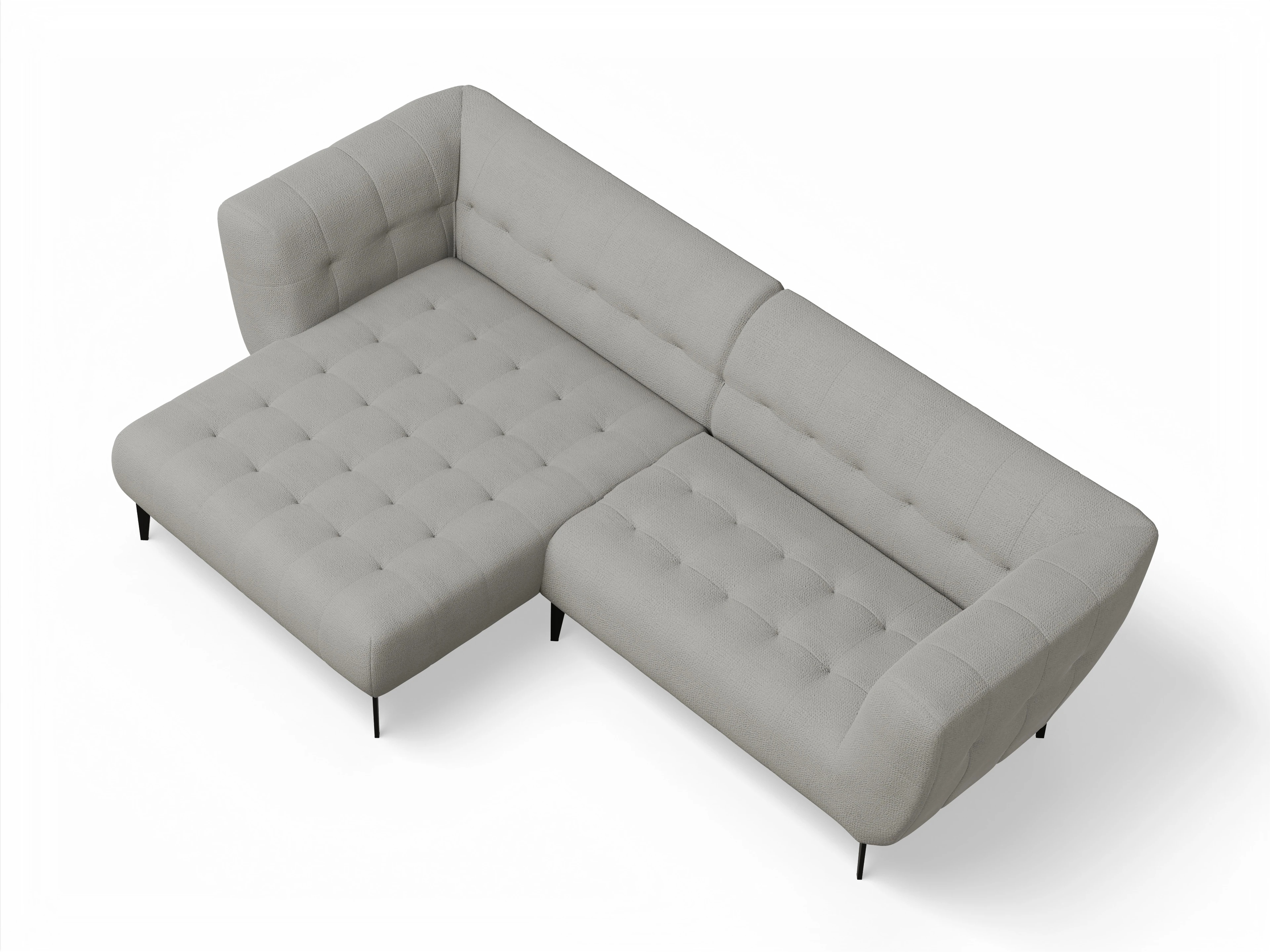 Ansicht des Produktes Vera Ecksofa links Abschluss offen in Stoff Grau